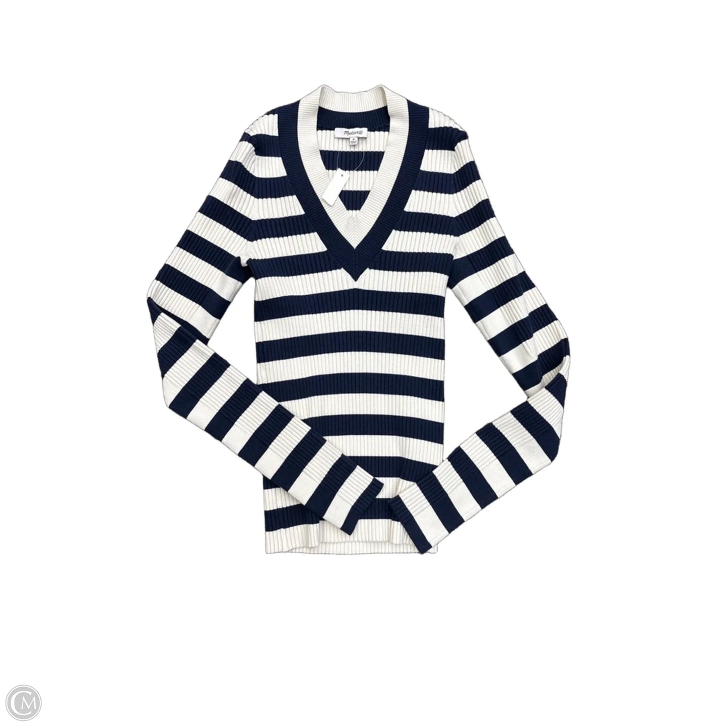 Top Long Sleeve By Madewell In Striped Pattern, Size: M