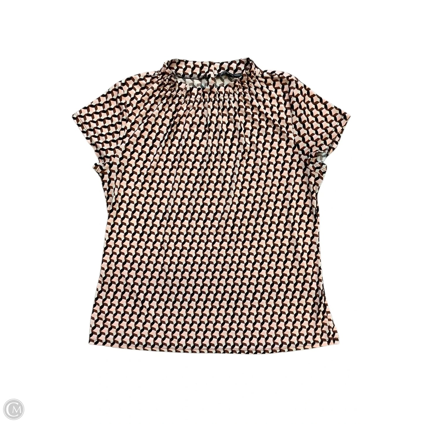 Top Short Sleeve By Adrianna Papell In Black & Pink, Size: L