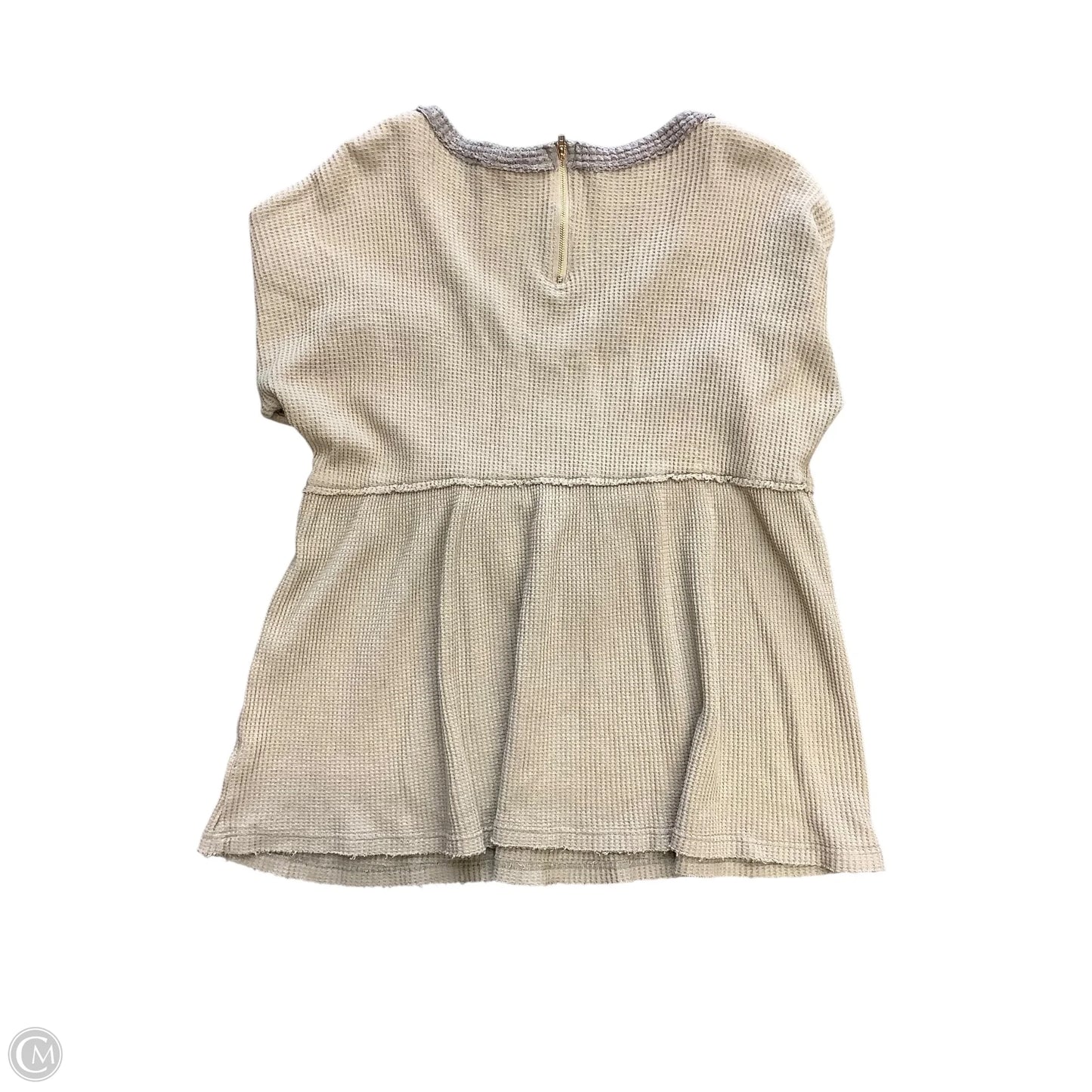 Tunic Long Sleeve By Pol In Tan & White, Size: S