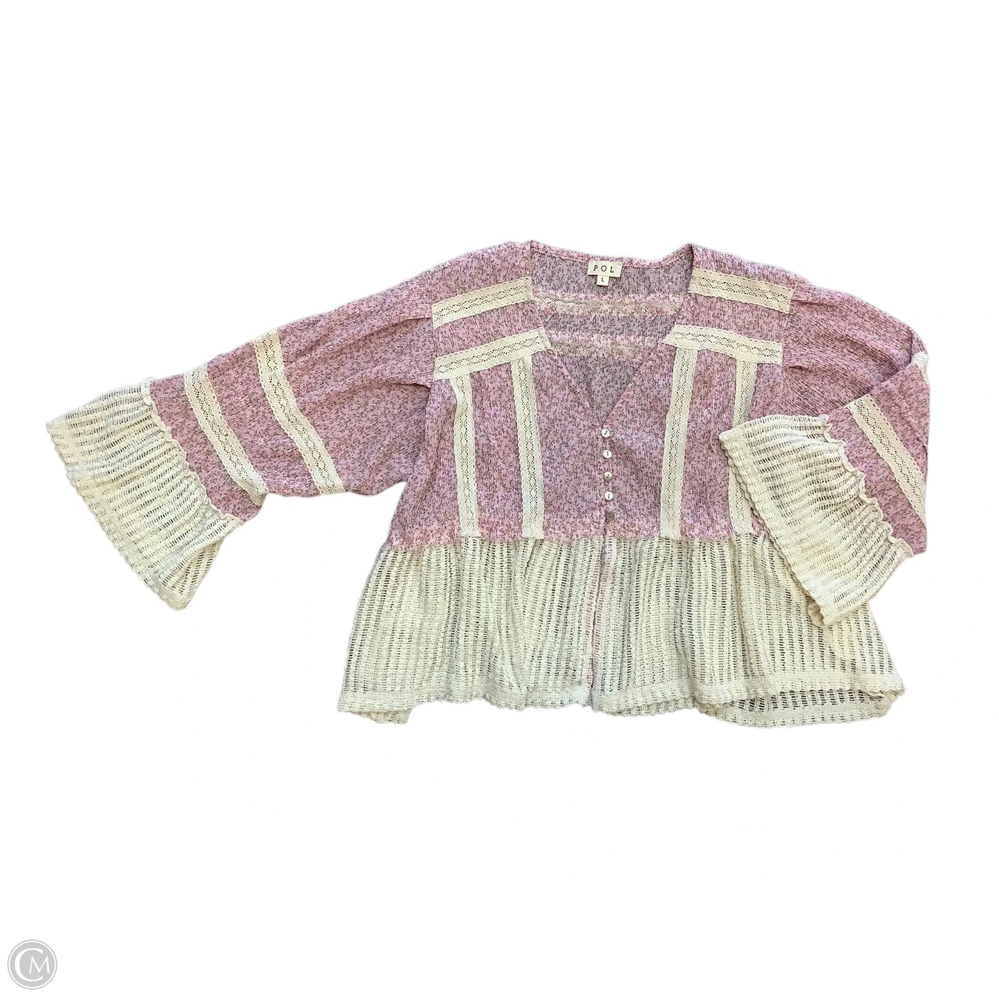 Blouse Long Sleeve By Pol In Pink, Size: L