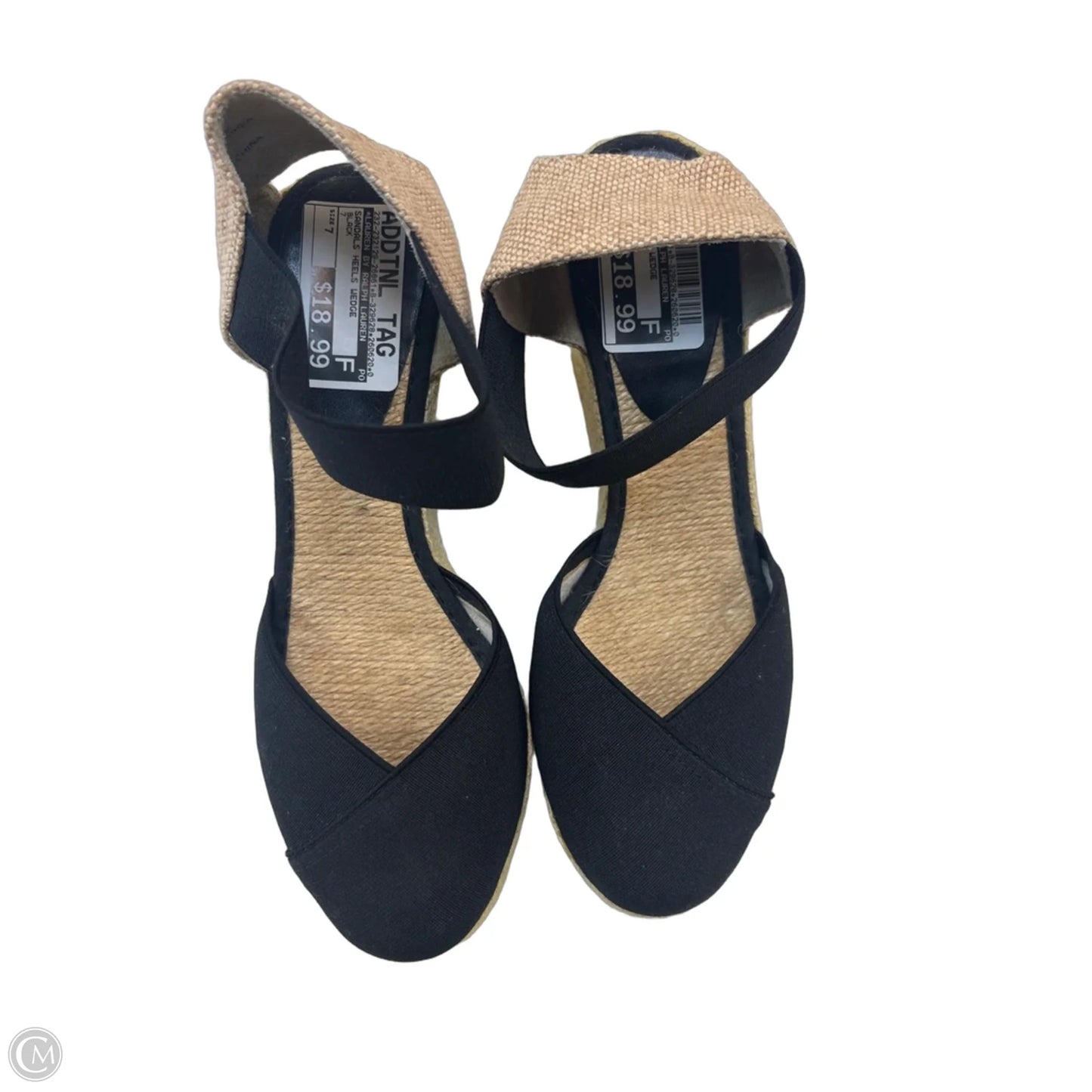 Sandals Heels Wedge By Lauren By Ralph Lauren In Black, Size: 7