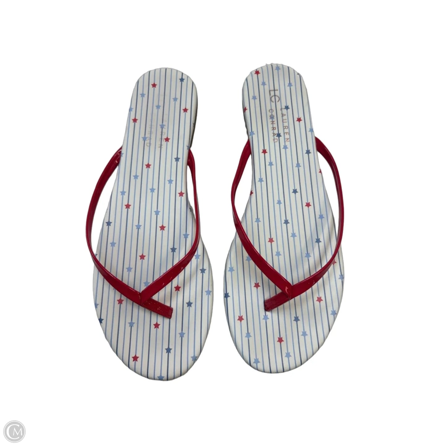 Sandals Flip Flops By Lc Lauren Conrad In Red & White, Size: 8