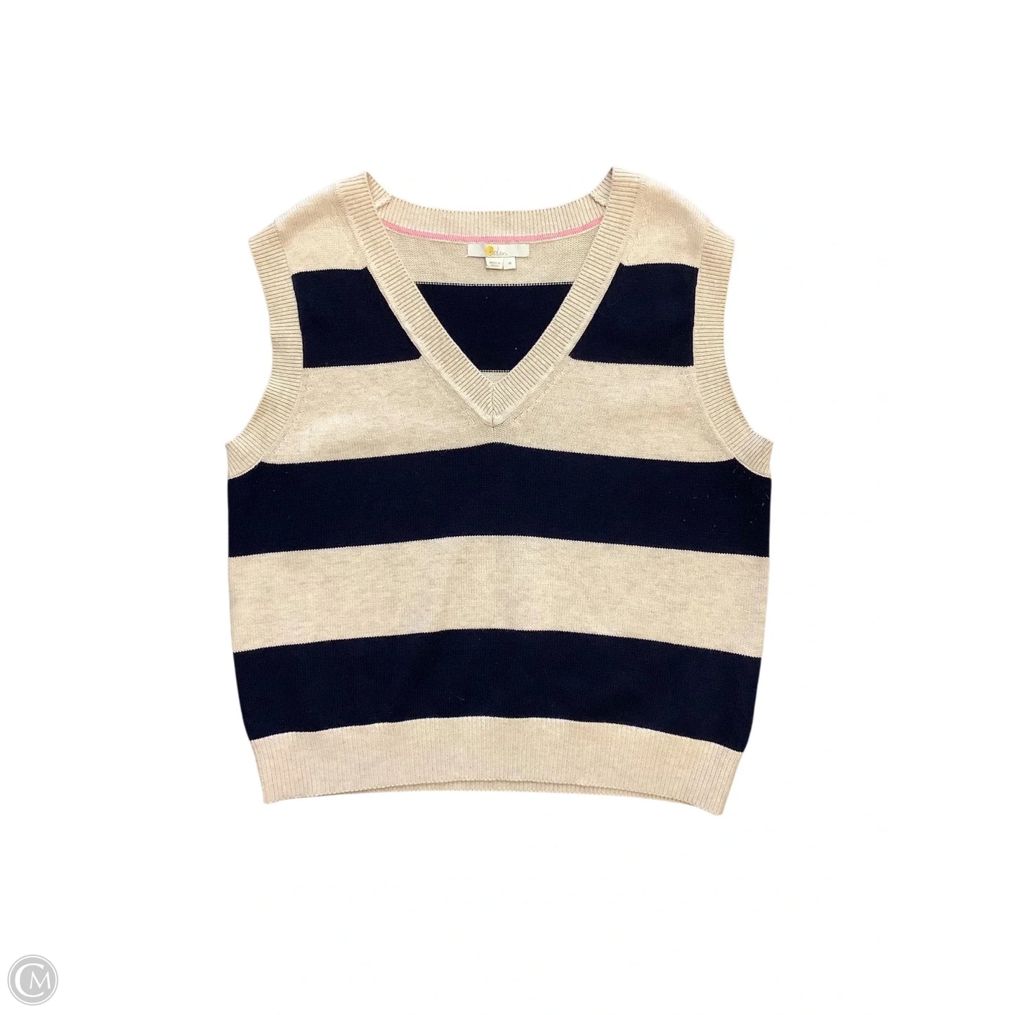 Vest Sweater By Boden In Blue & Tan, Size: M