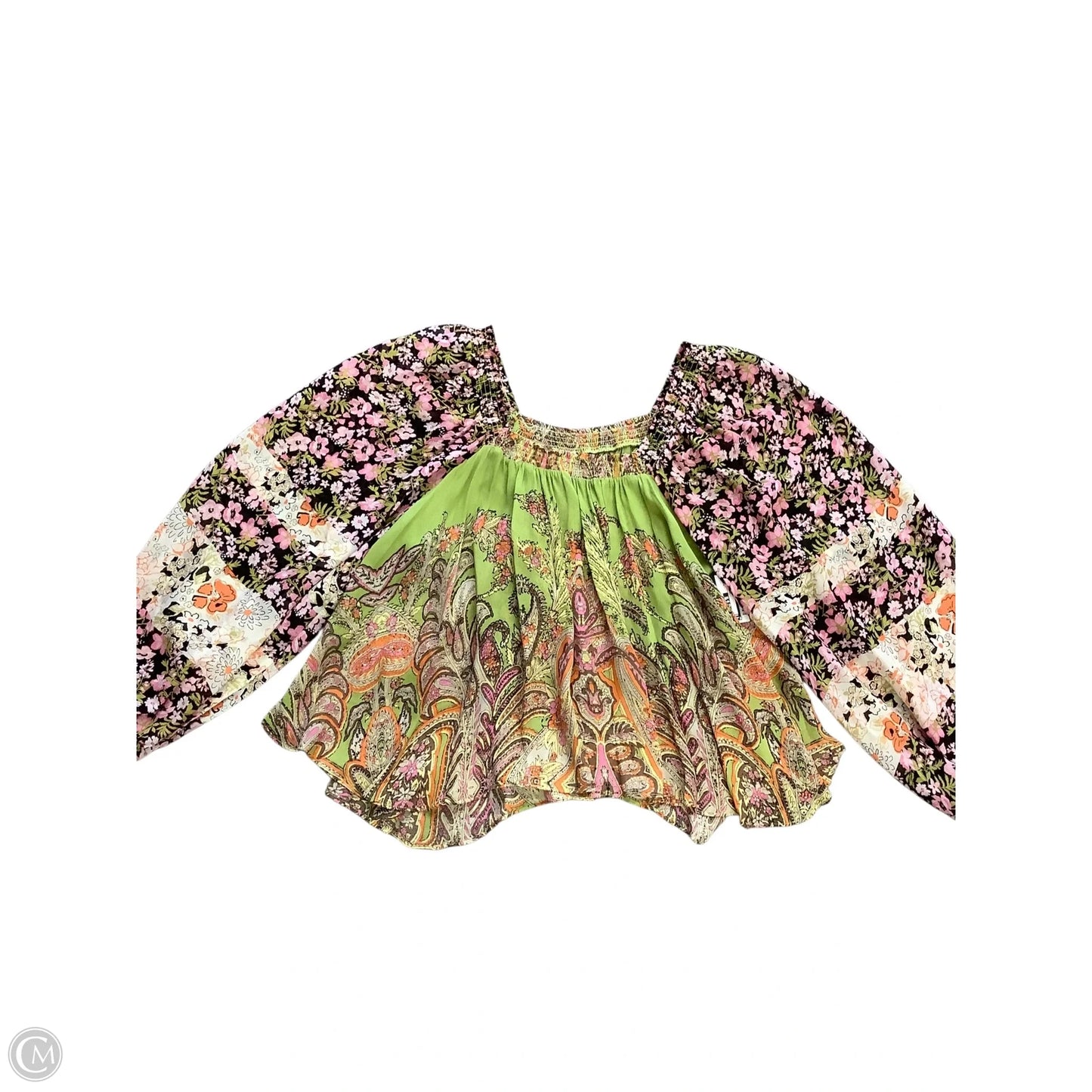 Top Long Sleeve By Free People In Black & Green, Size: Xs