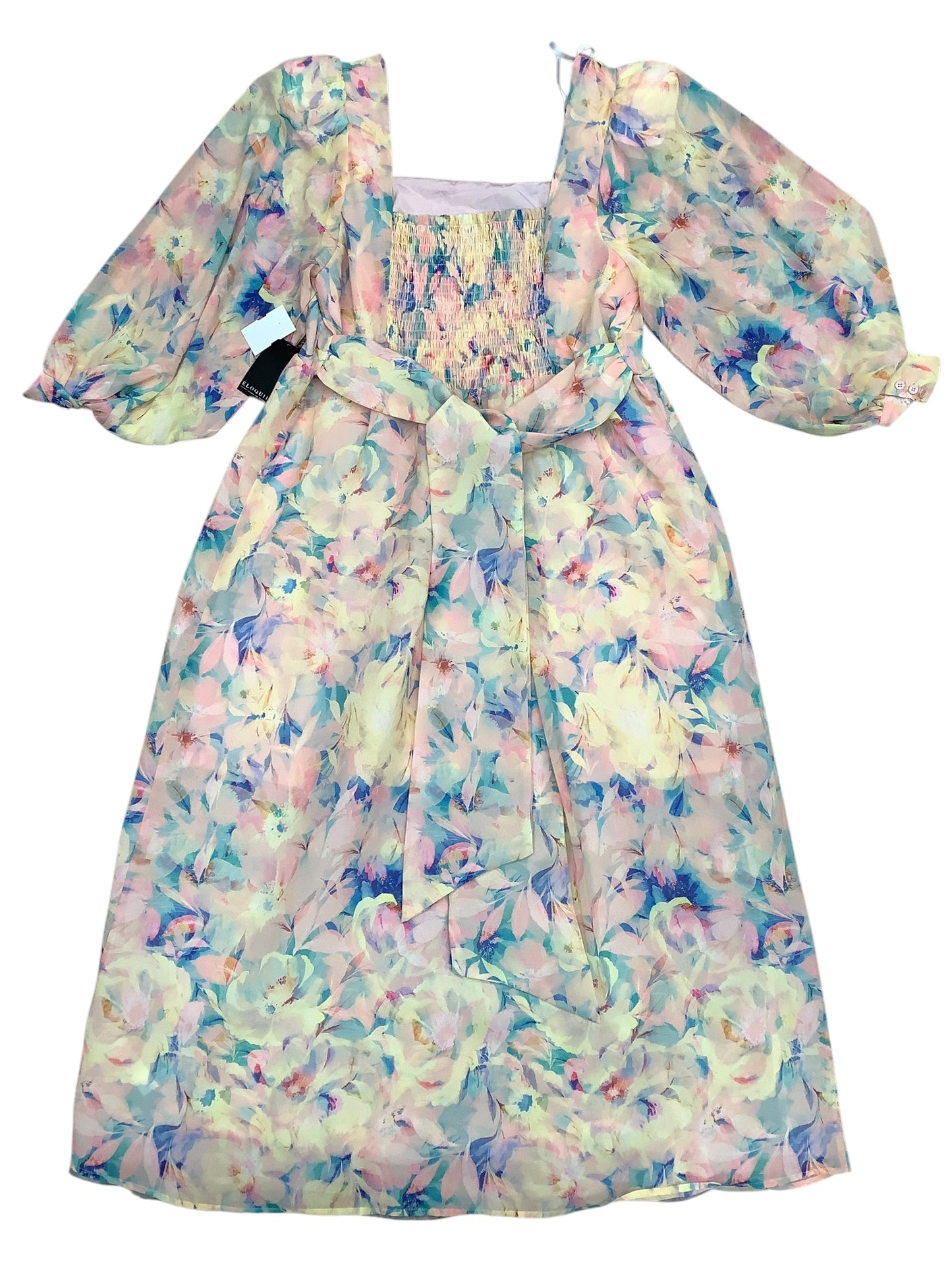 Dress Party Long By Eloquii In Pink & Yellow, Size: 16