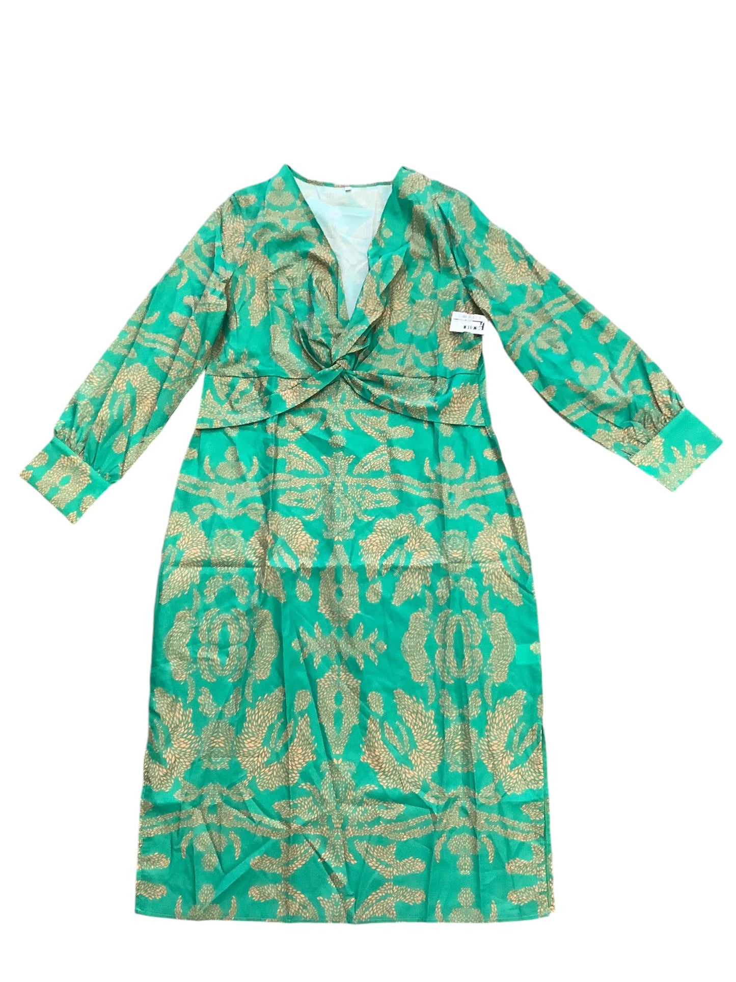 Dress Party Long By Clothes Mentor In Green & Orange, Size: M