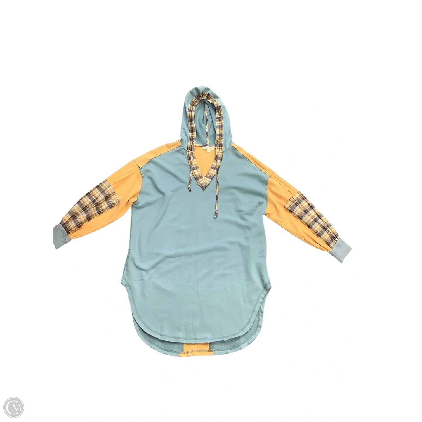 Sweatshirt Hoodie By Oli & Hali In Blue & Yellow, Size: S