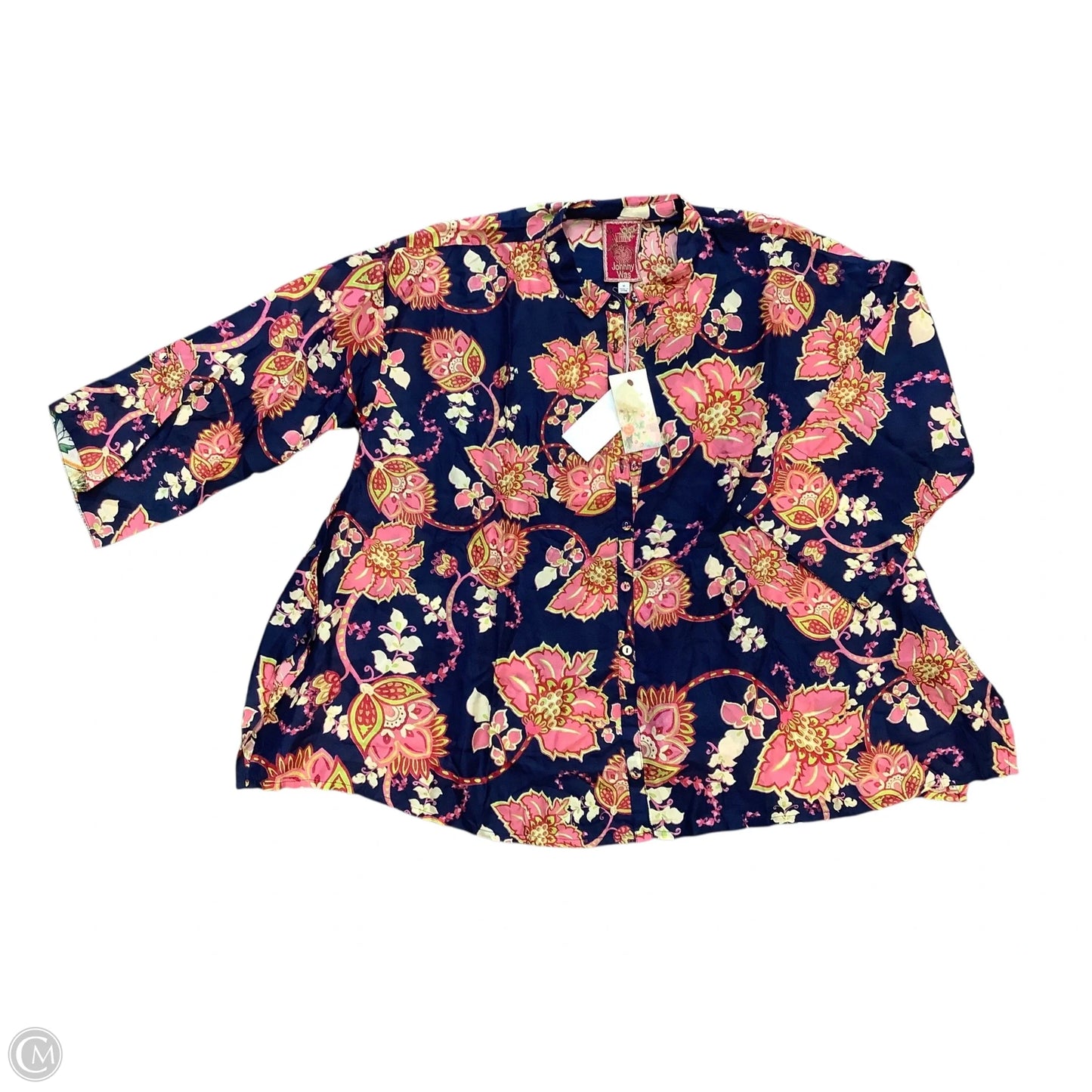 Blouse Long Sleeve By Johnny Was In Blue, Size: M