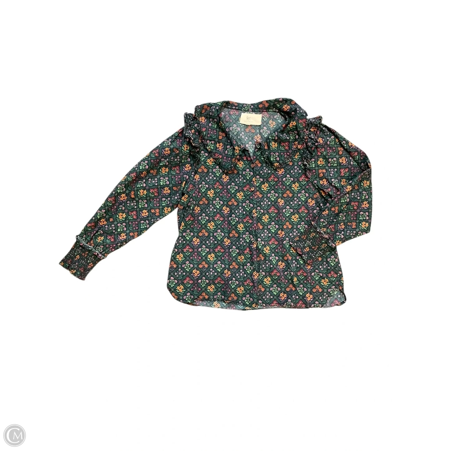 Blouse Long Sleeve By Printfresh In Floral Print, Size: M