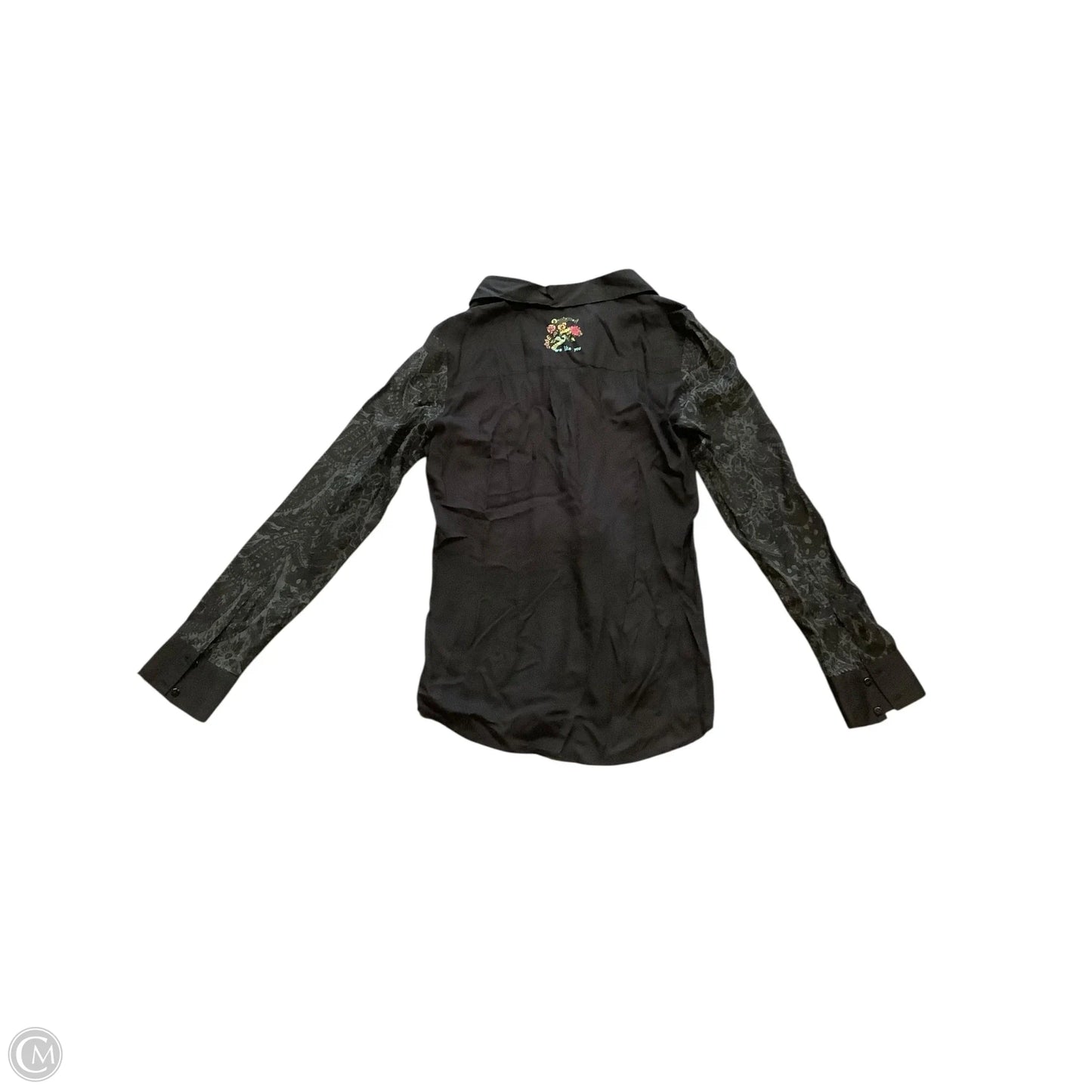 Top Long Sleeve By Desigual In Black & Pink, Size: M