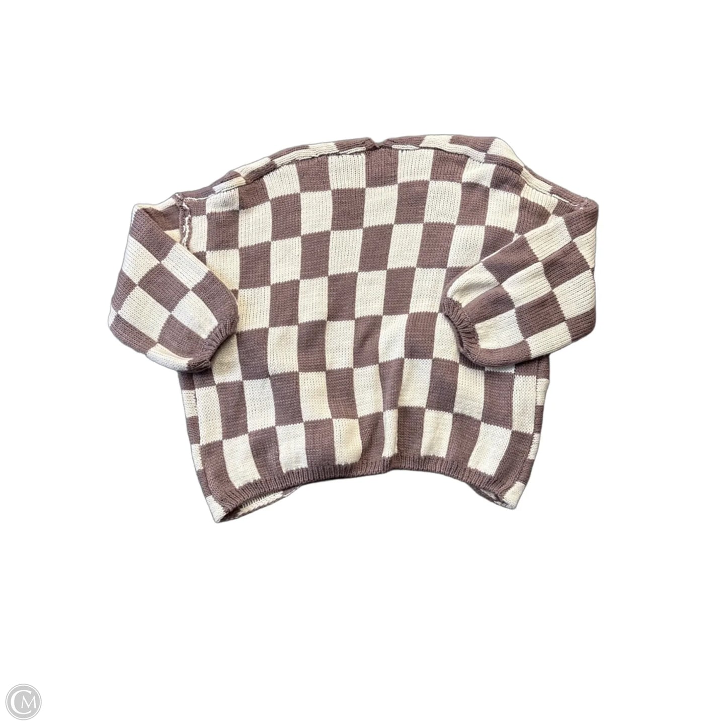 Sweater Cardigan By Miss Love In Checkered Pattern, Size: M