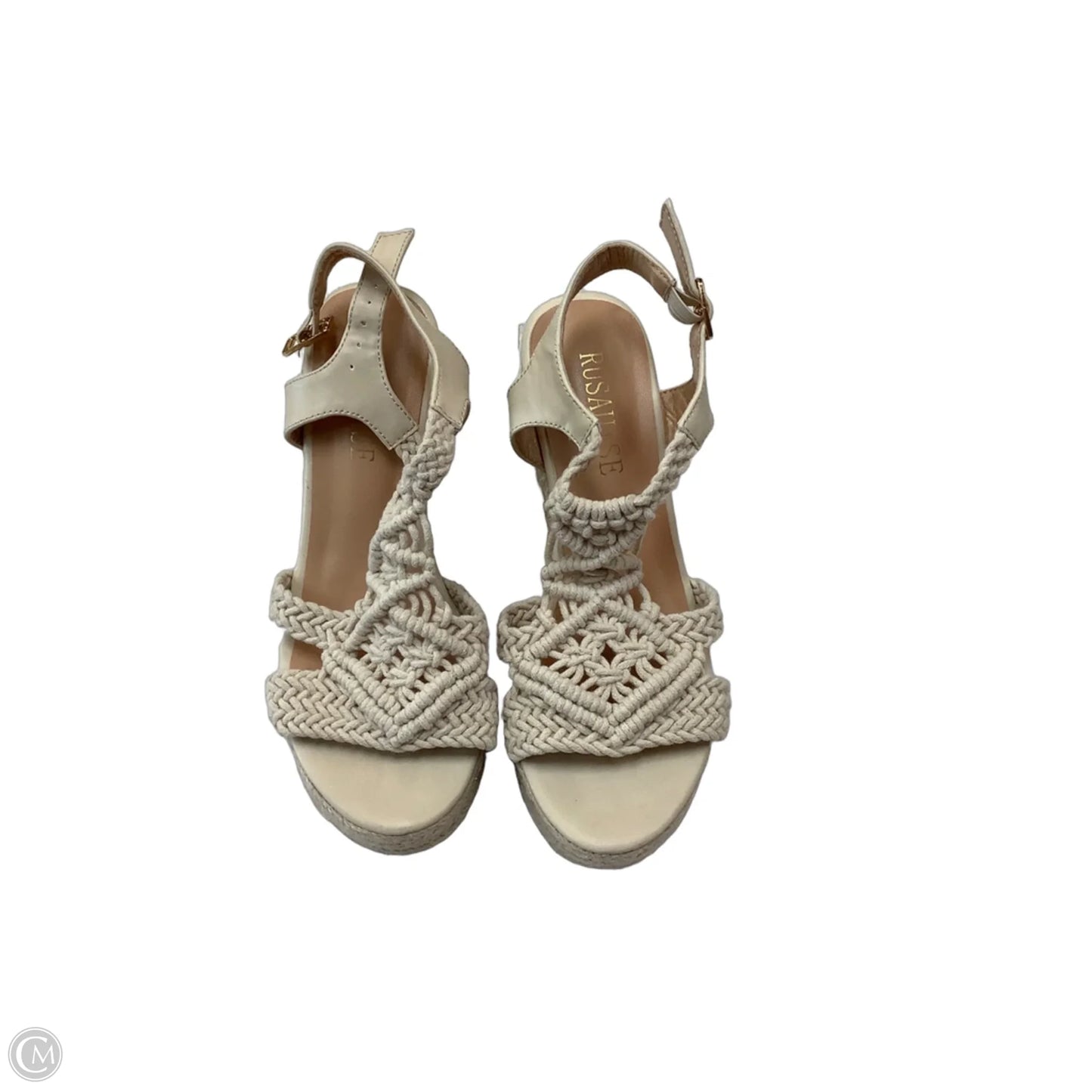 Shoes Heels Wedge By Clothes Mentor In Cream, Size: 7