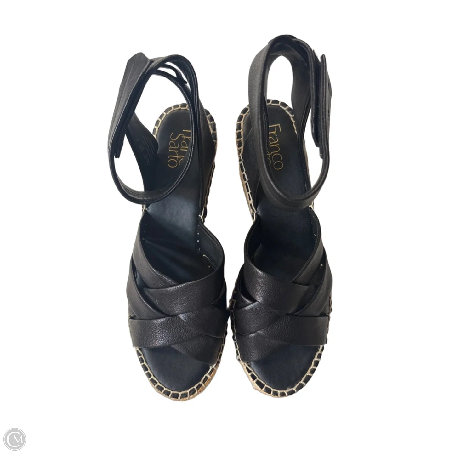 Sandals Heels Wedge By Franco Sarto In Blue & Tan, Size: 8.5