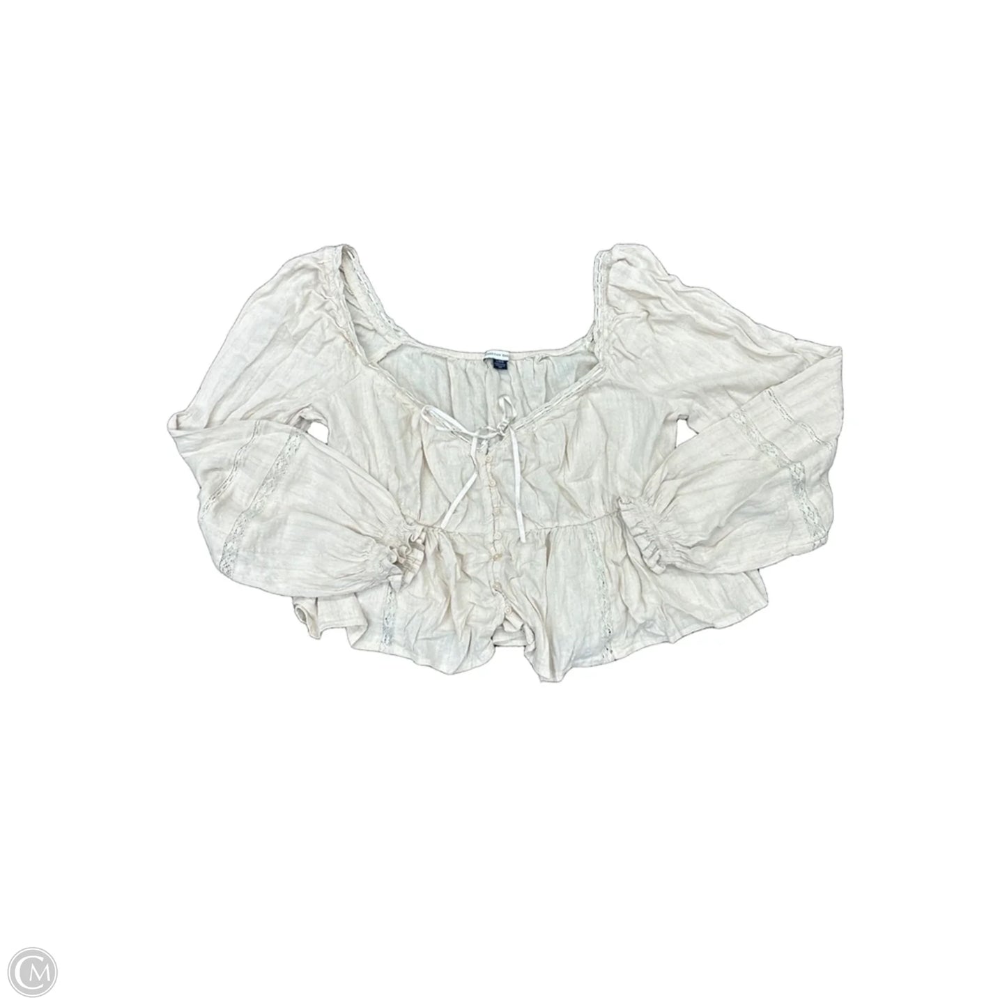 Top Long Sleeve By American Eagle In Beige, Size: L