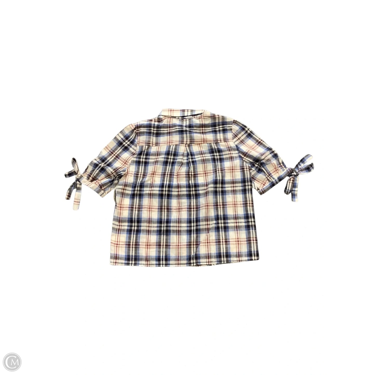 Top Short Sleeve By Lumiere In Plaid Pattern, Size: L