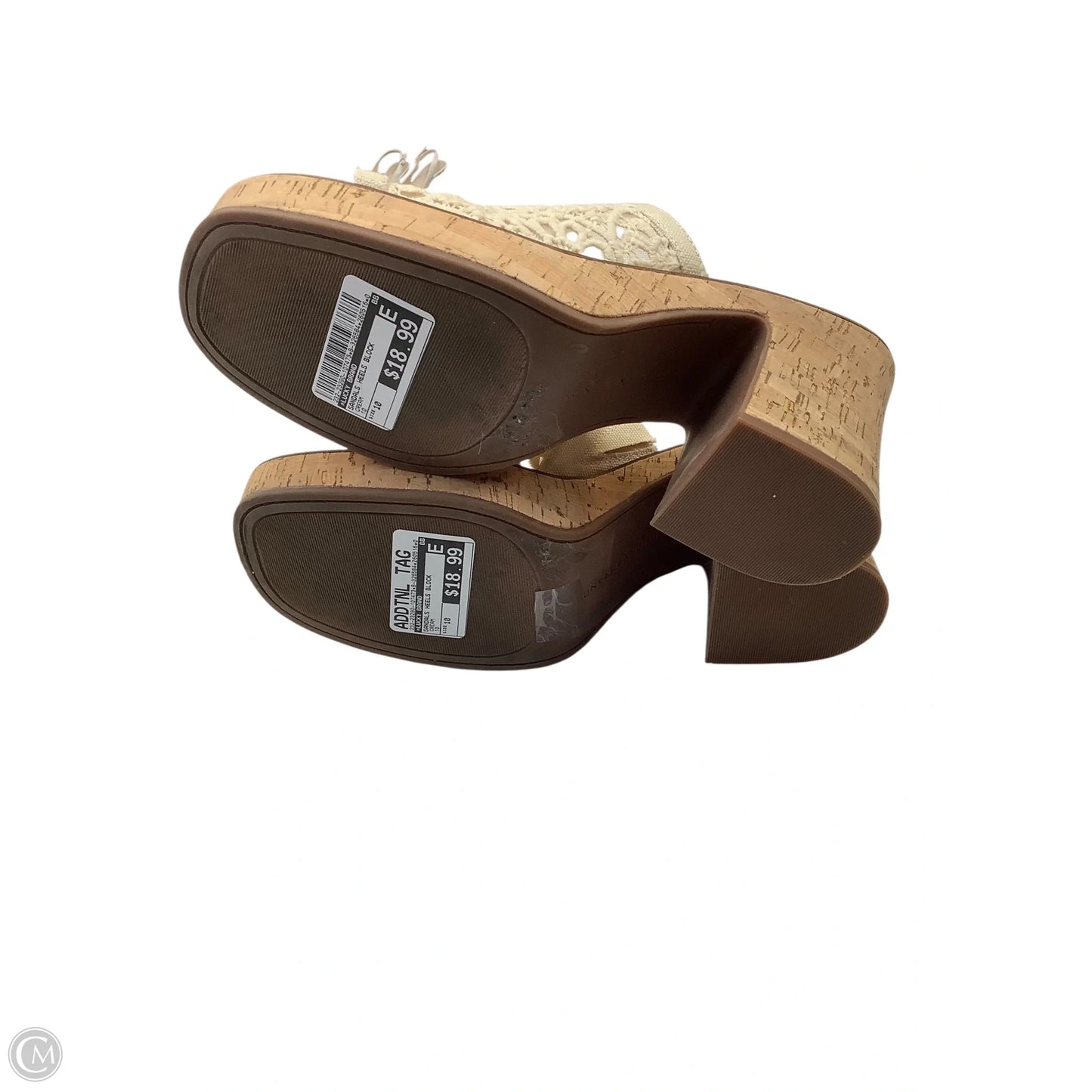 Sandals Heels Block By Lucky Brand In Cream, Size: 10