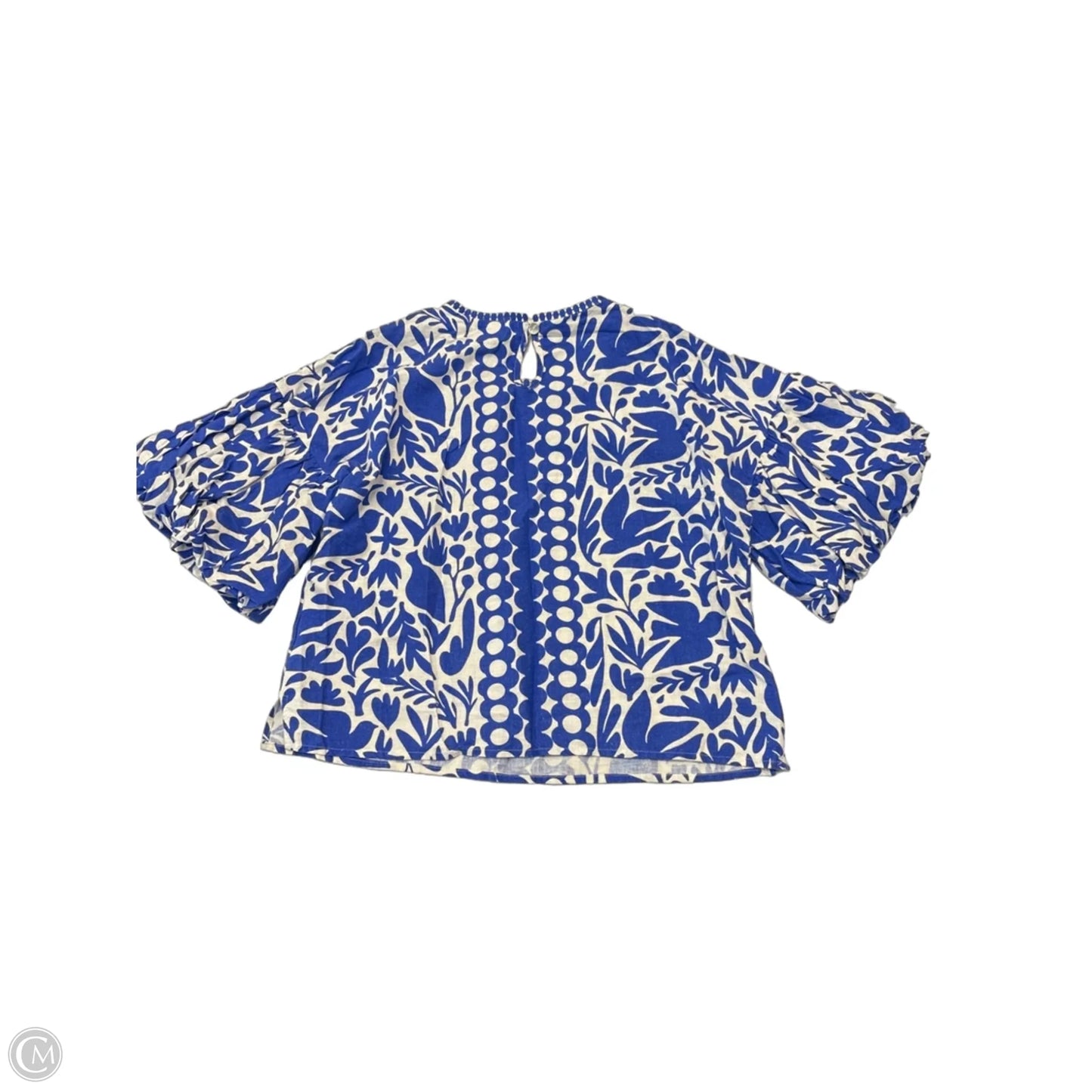 Blouse Short Sleeve By Cma In Blue & White, Size: S