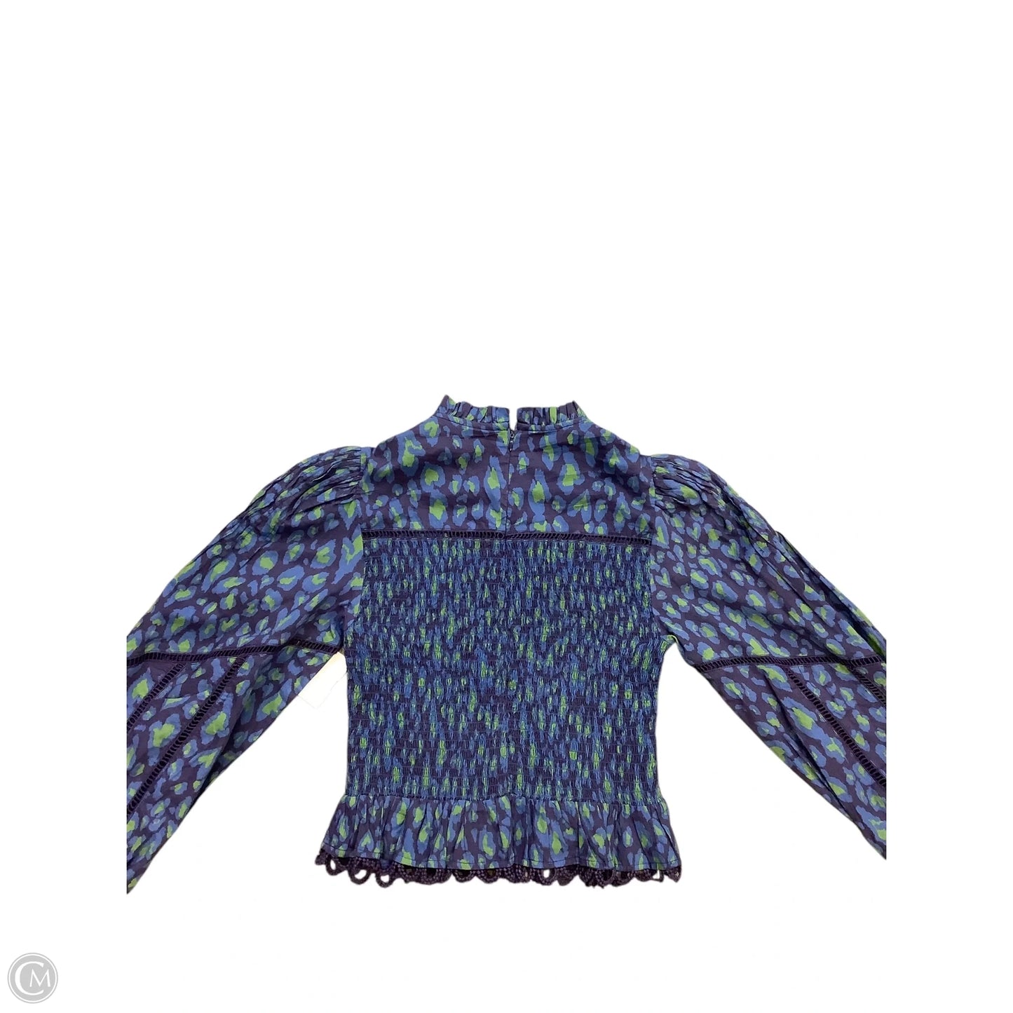 Blouse Long Sleeve By Farm Rio In Blue, Size: Xs