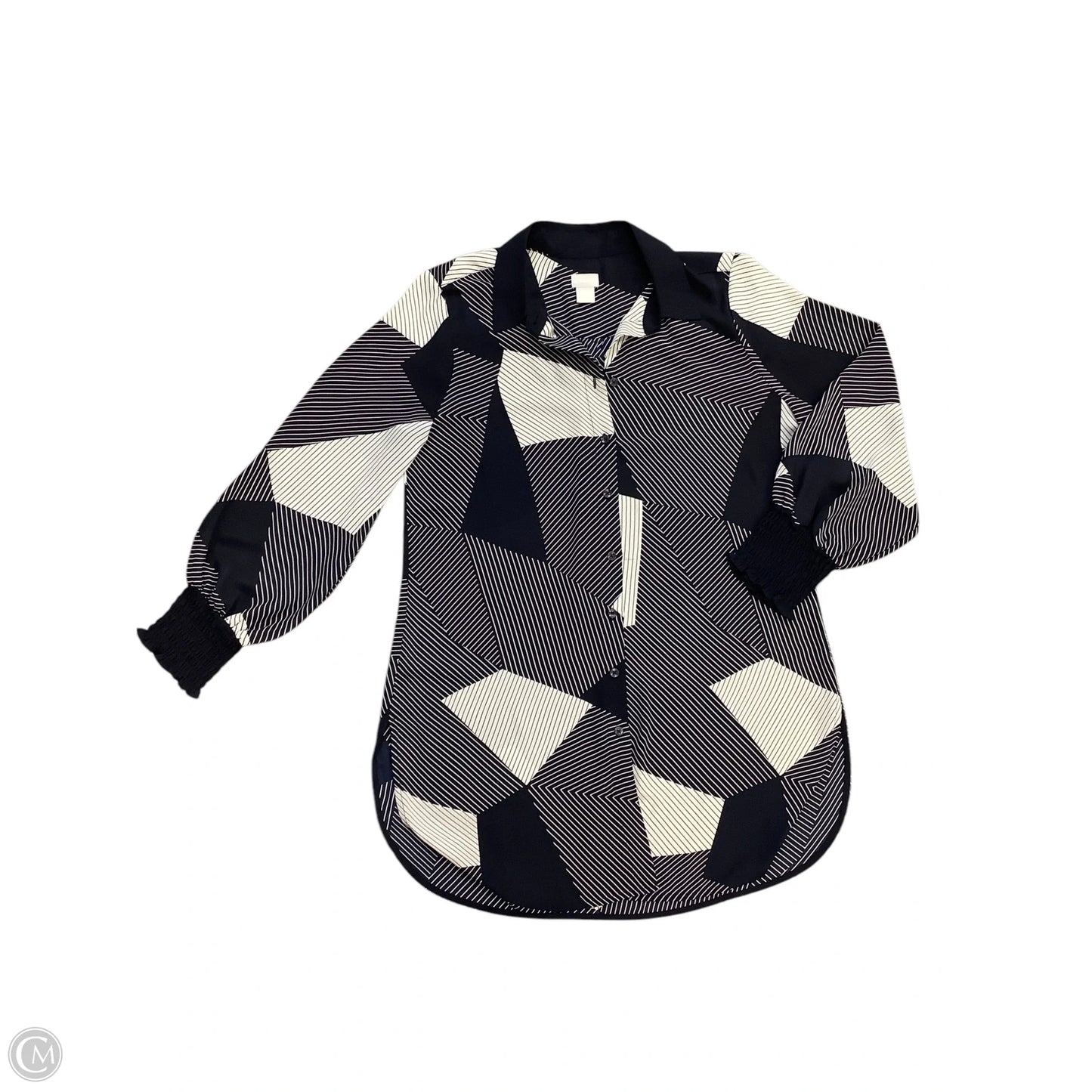 Blouse Long Sleeve By Chicos In Navy, Size: M tunic Length