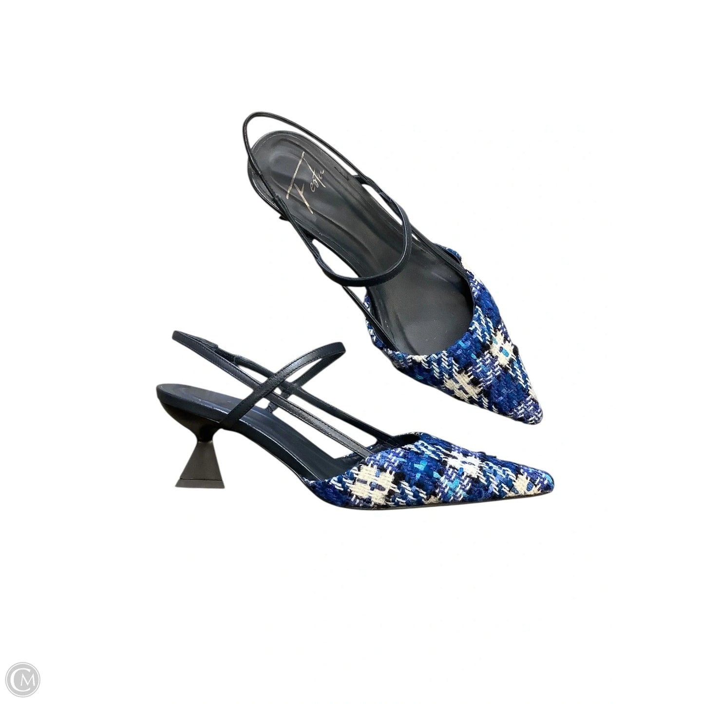 Shoes Heels Kitten By Cma In Blue & White, Size: 8