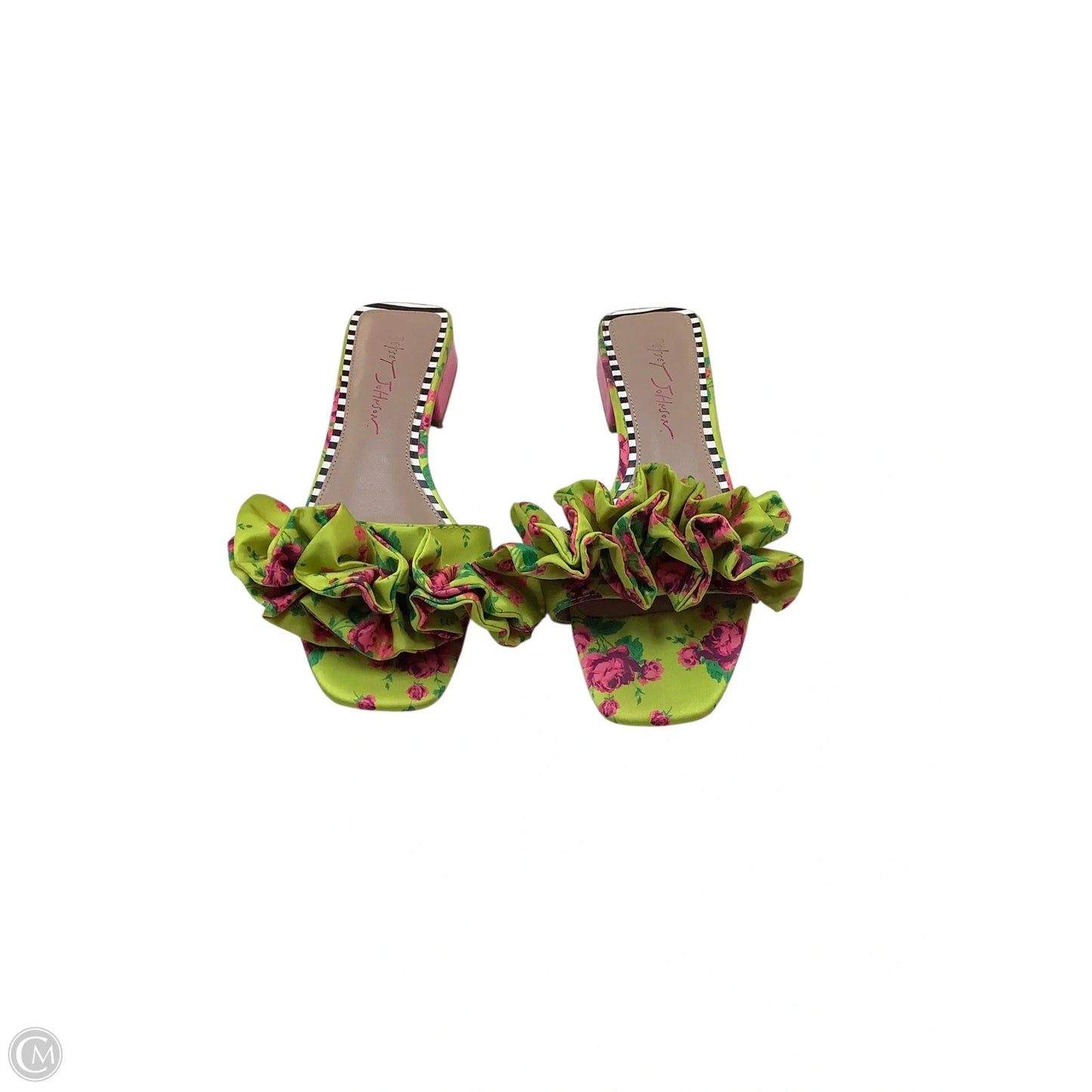 Sandals Heels Block By Betsey Johnson In Green & Pink, Size: 8