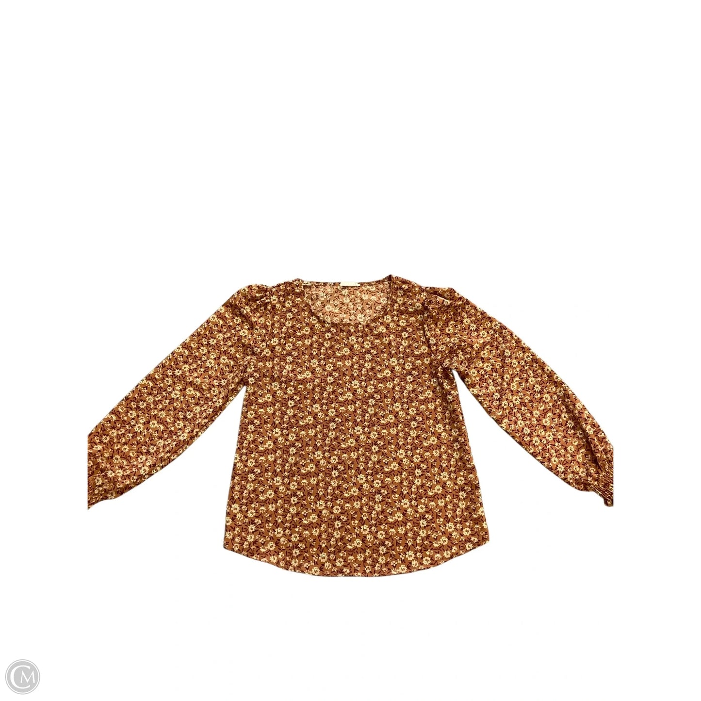 Blouse Long Sleeve By Les Amis In Brown, Size: S