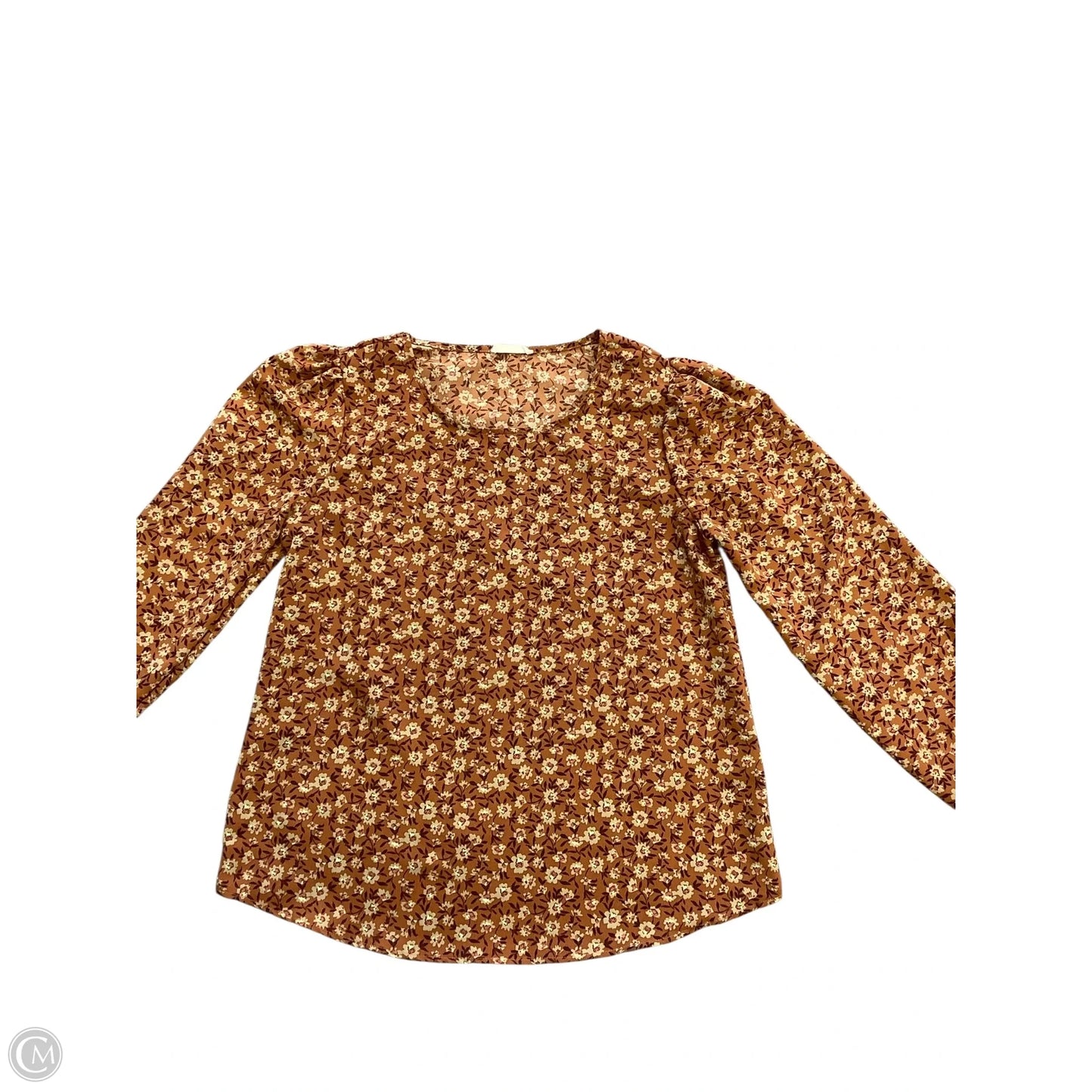 Blouse Long Sleeve By Les Amis In Brown, Size: S