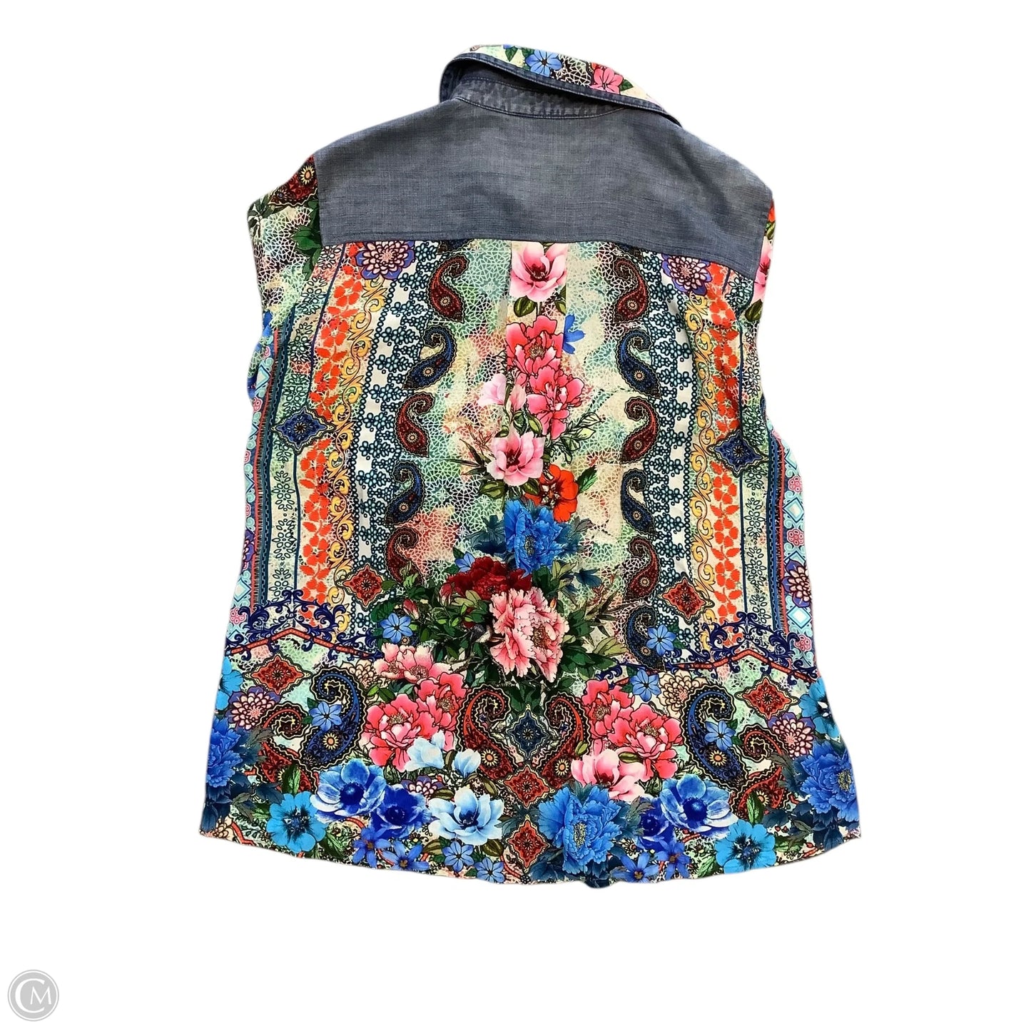 Blouse Long Sleeve By John Mark In Blue Denim, Size: S