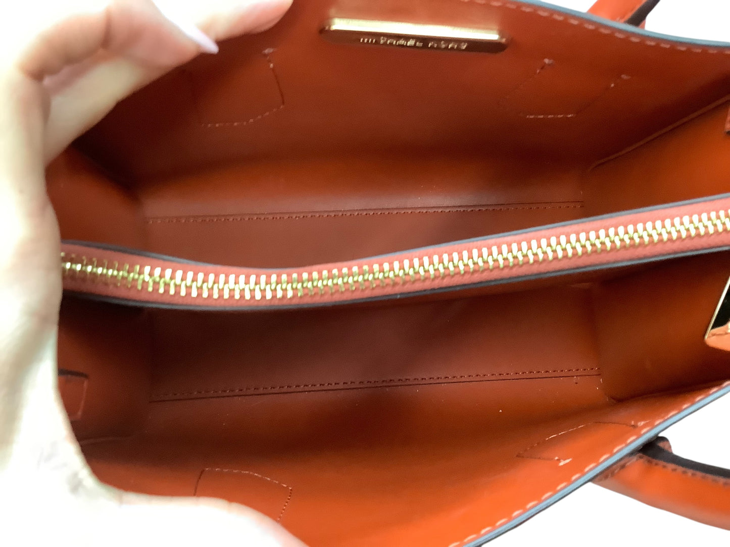 Handbag Designer By Michael Kors In Orange, Size:Medium