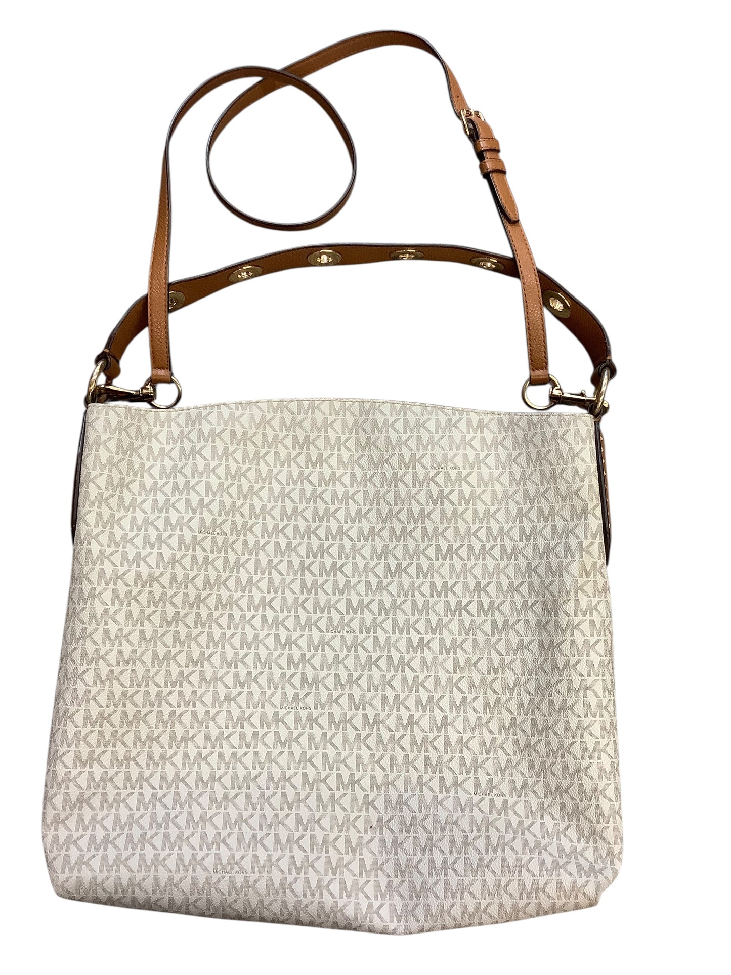 Handbag Designer By Michael Kors In Brown & White, Size:Large