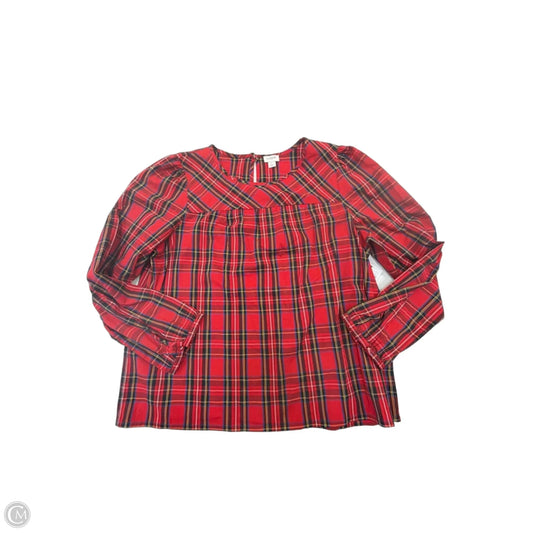 Top Long Sleeve By J. Crew In Plaid Pattern, Size: L