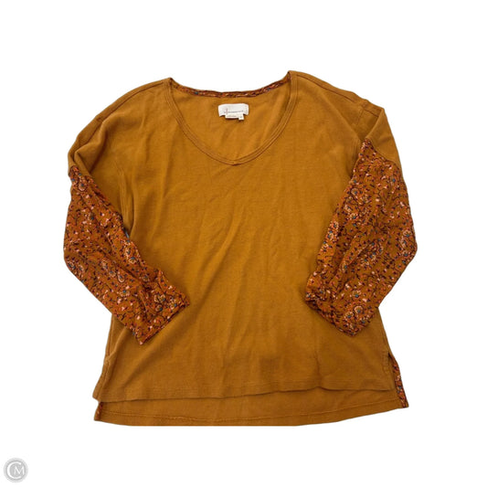 Top Long Sleeve By Anthropologie In Gold, Size: Xs