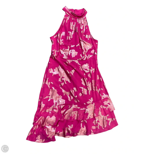 Dress Casual Midi By Adrianna Papell In Pink, Size: 12