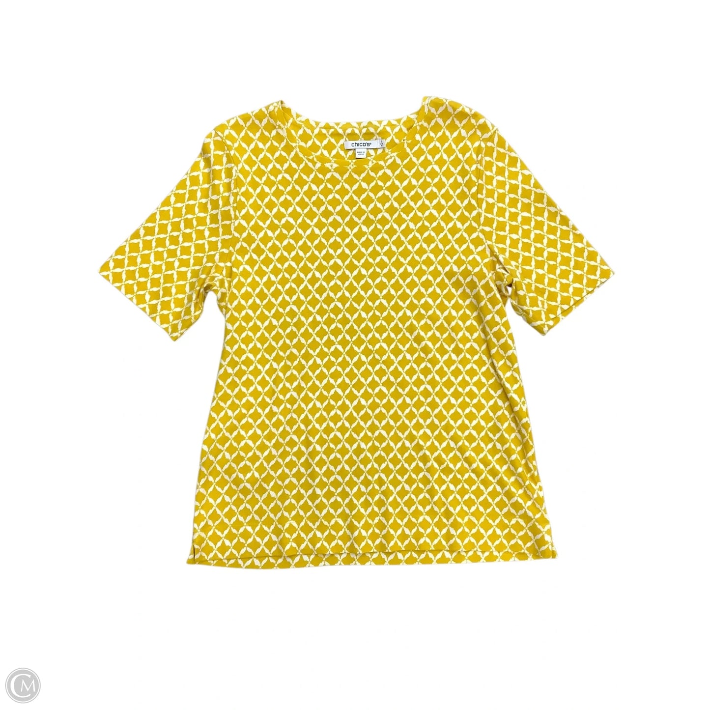 Top Short Sleeve By Chicos In Yellow, Size: M