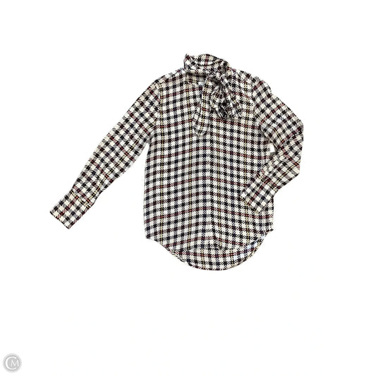 Blouse Long Sleeve By Equipment In Checkered Pattern, Size: S