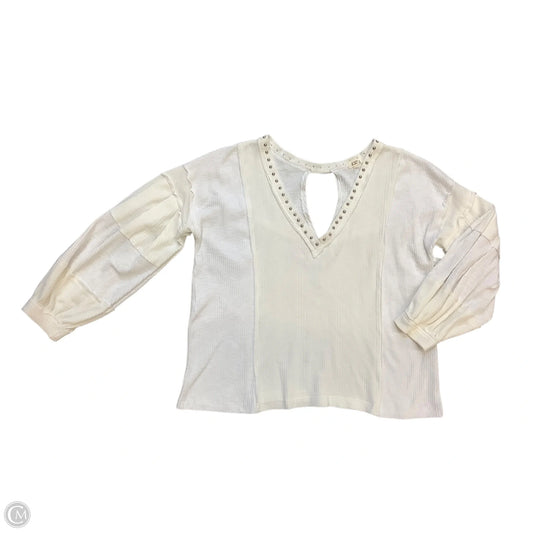Top Long Sleeve By Pol In White, Size: L