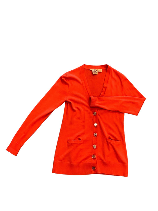 Orange Sweater Cardigan Designer Tory Burch, Size M