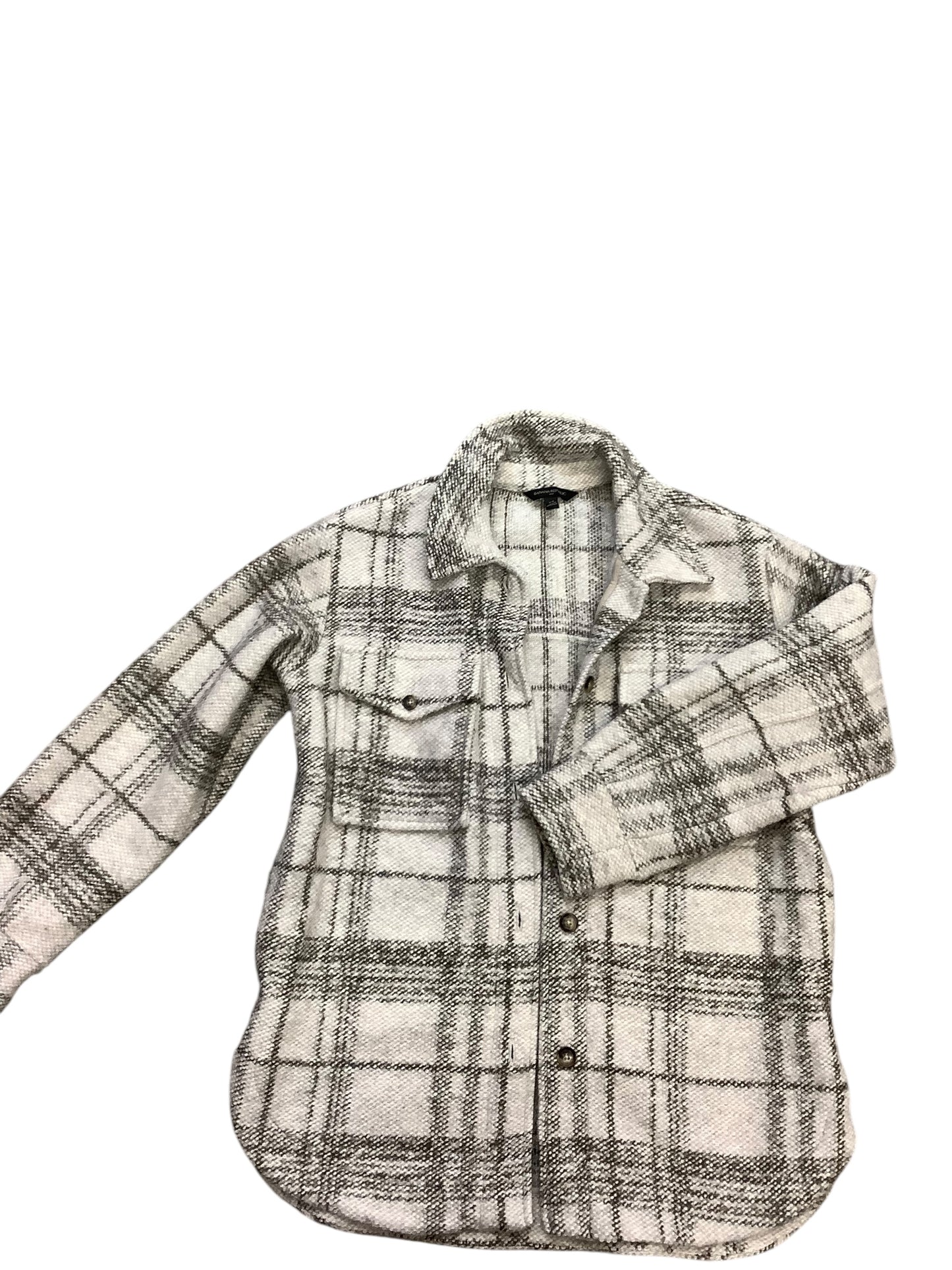 Jacket Shirt By Banana Republic In Grey & White, Size: Xs