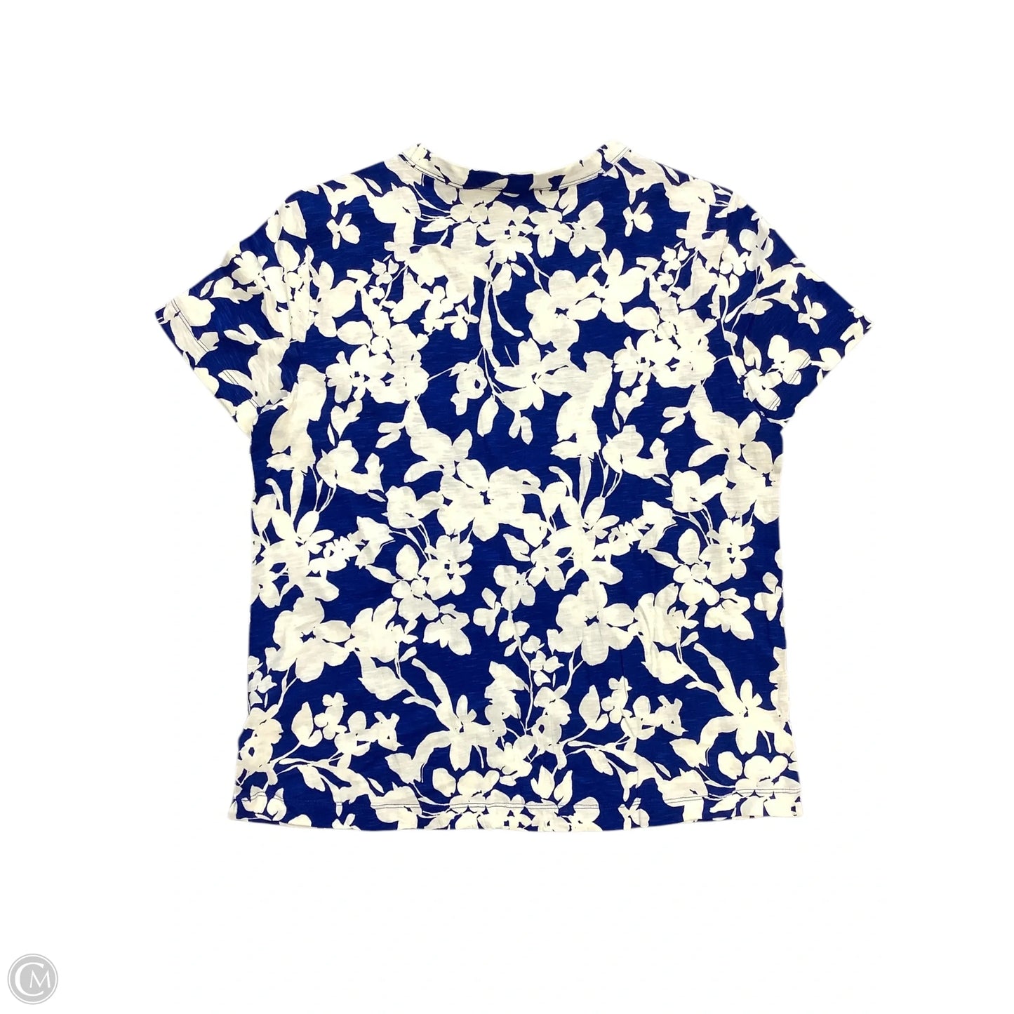 Top Short Sleeve By Loft In Blue & White, Size: L