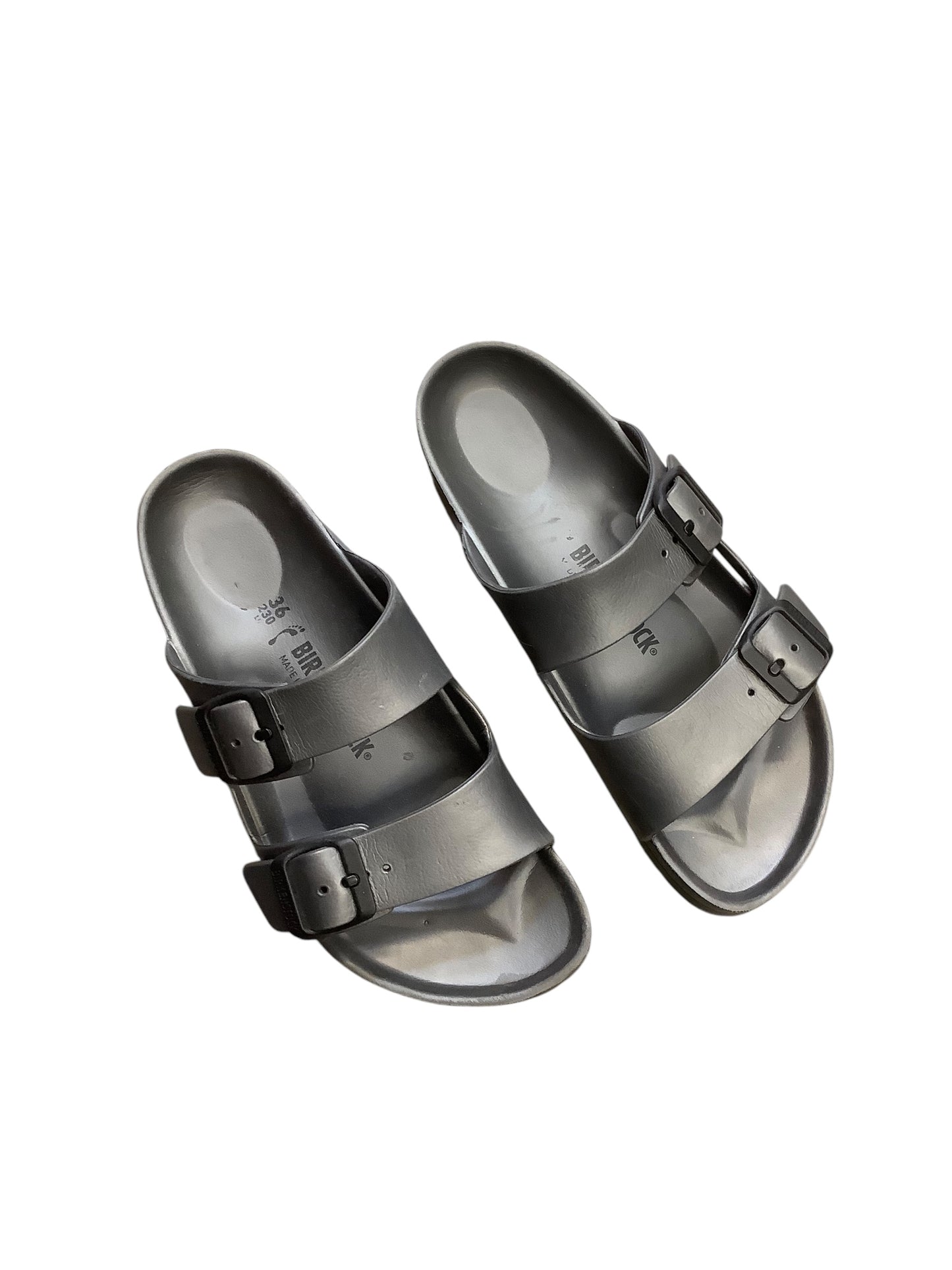 Sandals Flats By Birkenstock In Grey, Size: 6