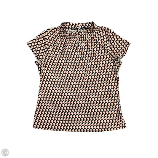 Top Short Sleeve By Adrianna Papell In Black & Pink, Size: L