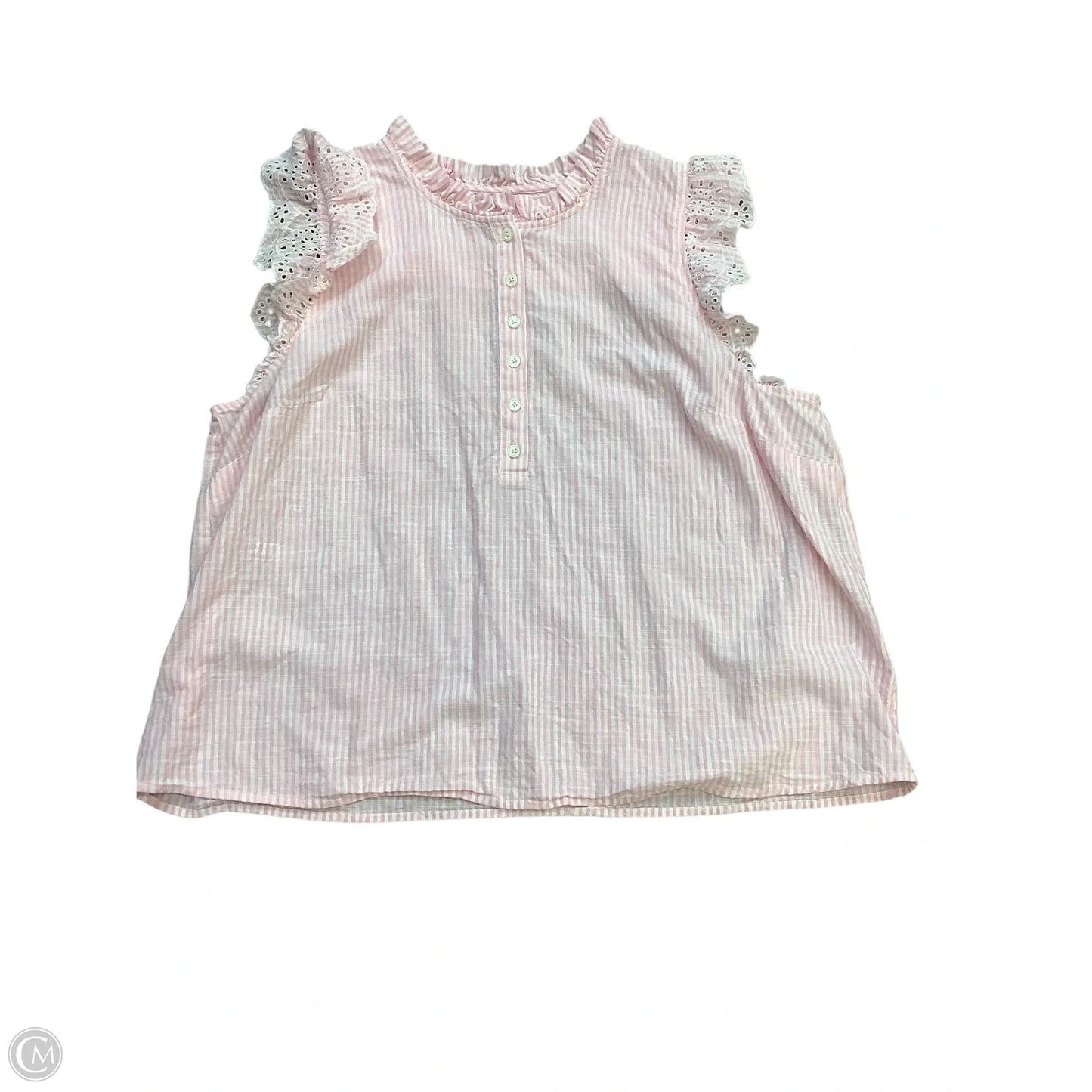 Top Sleeveless Basic By J. Crew In Pink & White, Size: Xxl