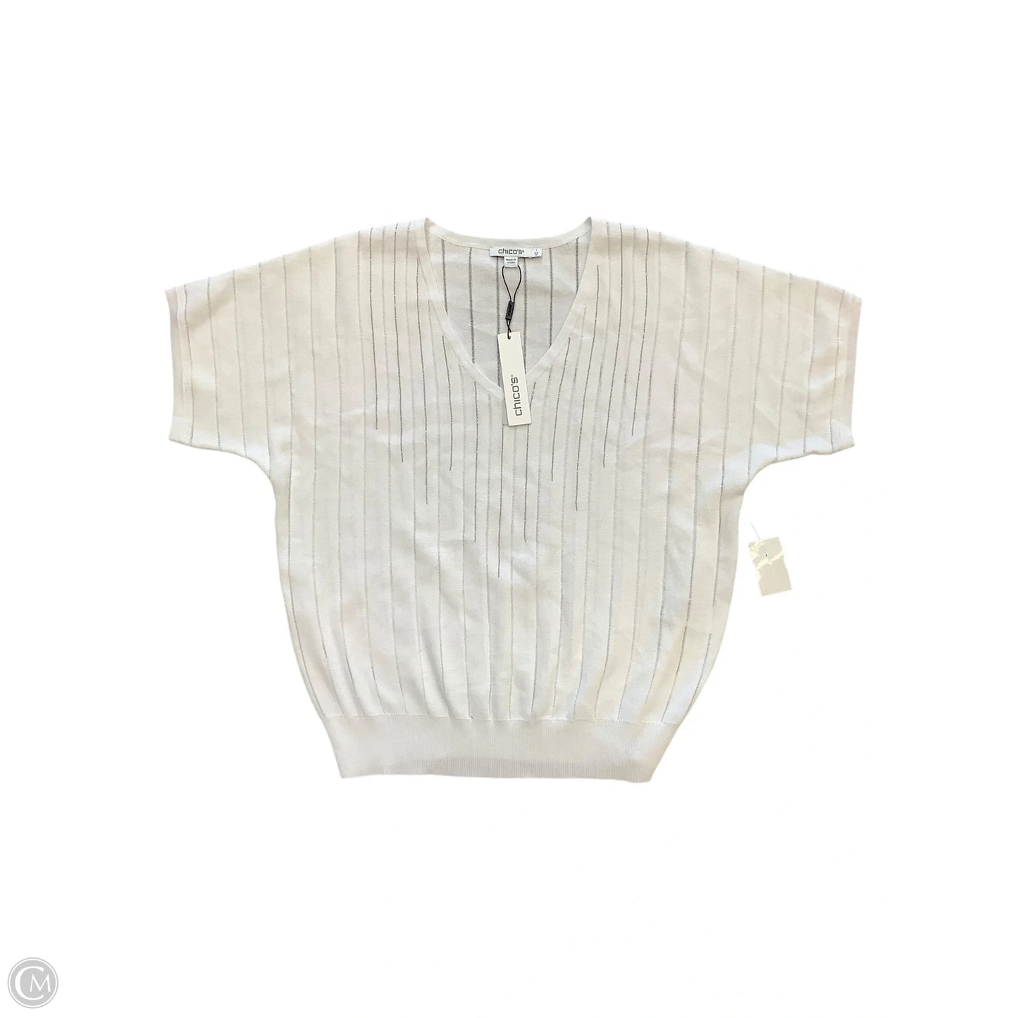 Top Short Sleeve By Chicos In White, Size: M