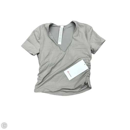Athletic Top Short Sleeve By Lululemon In Taupe, Size: 6