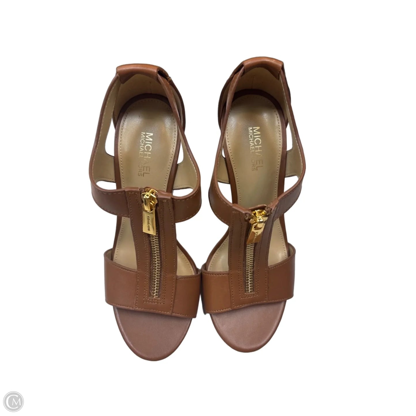 Sandals Heels Block By Michael By Michael Kors In Black & Brown, Size: 5