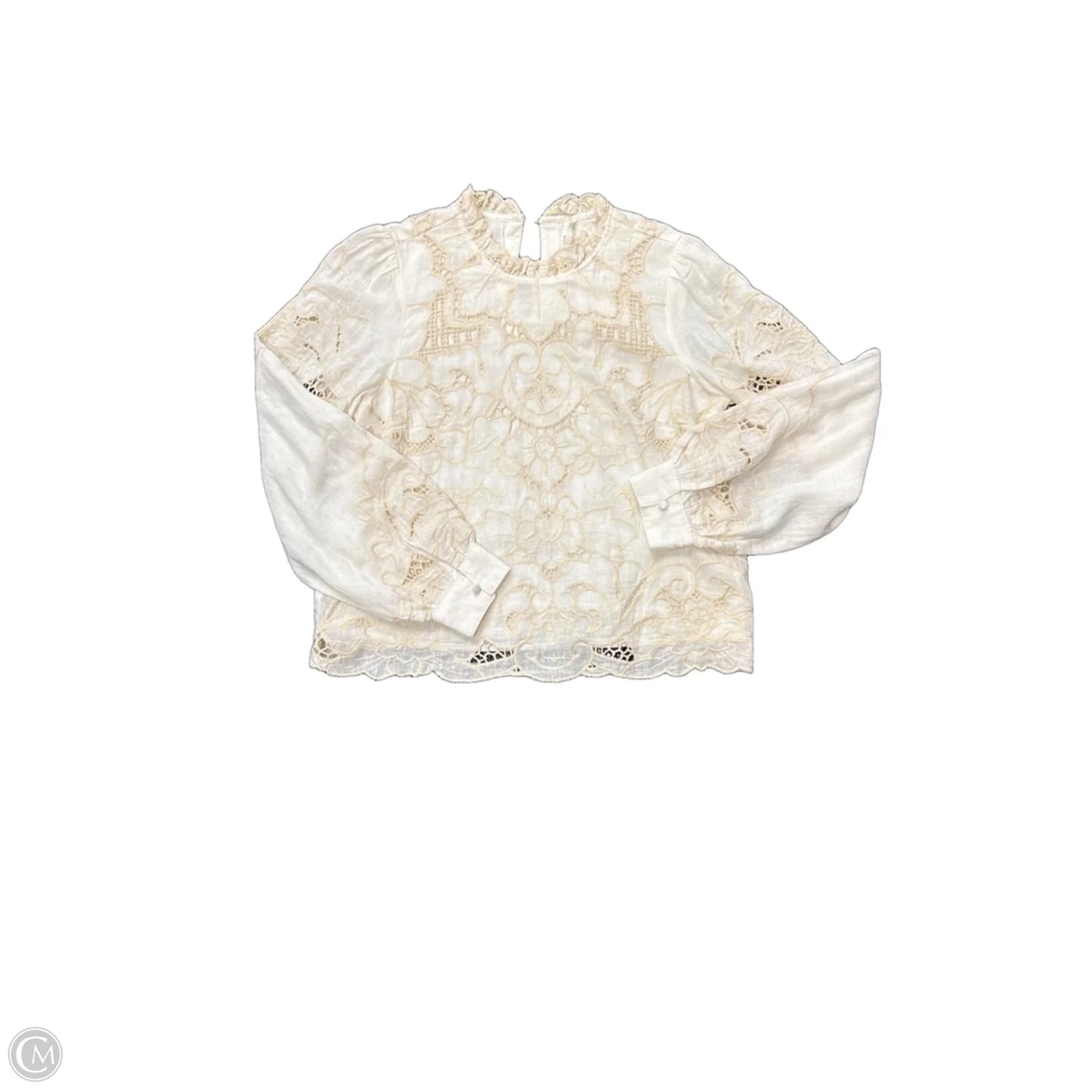 Blouse Long Sleeve By Anthropologie In Cream, Size: S