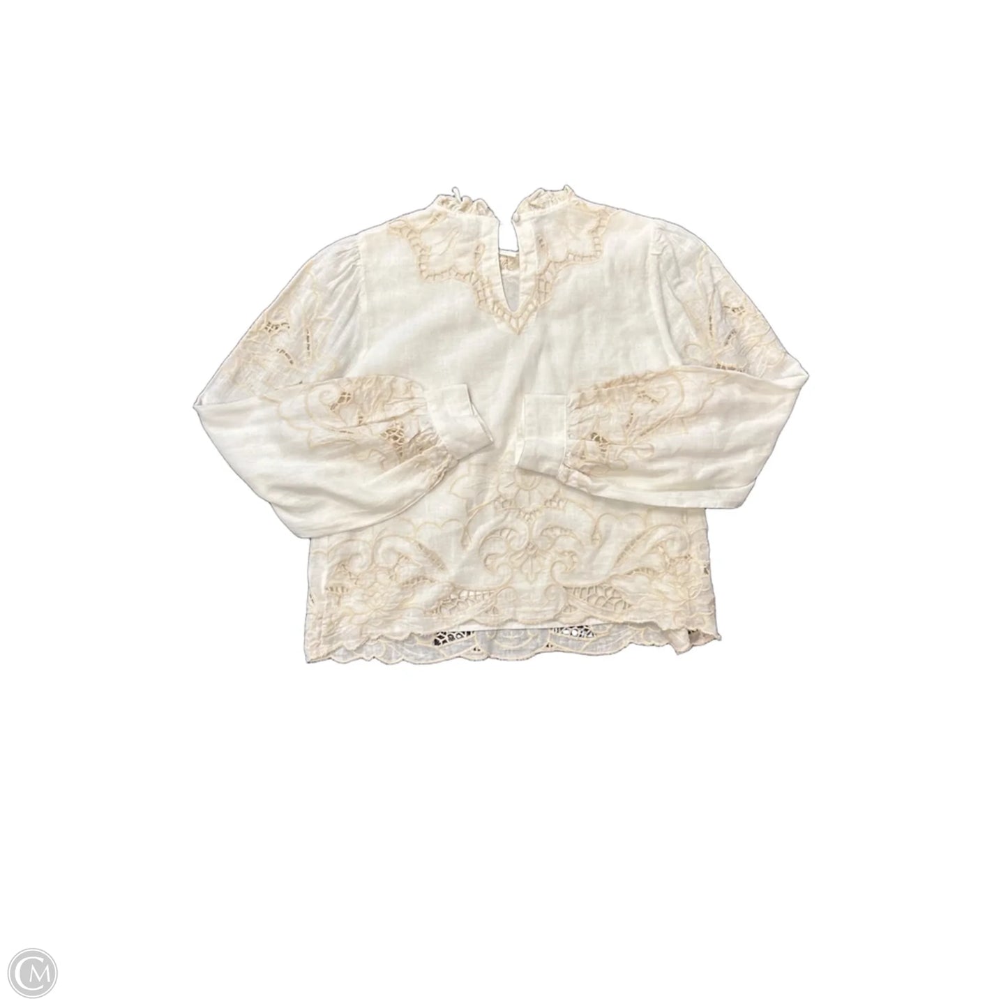 Blouse Long Sleeve By Anthropologie In Cream, Size: S