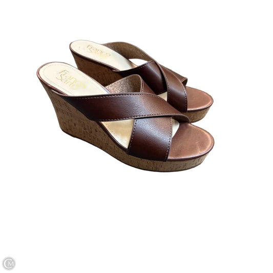 Sandals Heels Platform By Franco Sarto In Brown, Size: 9