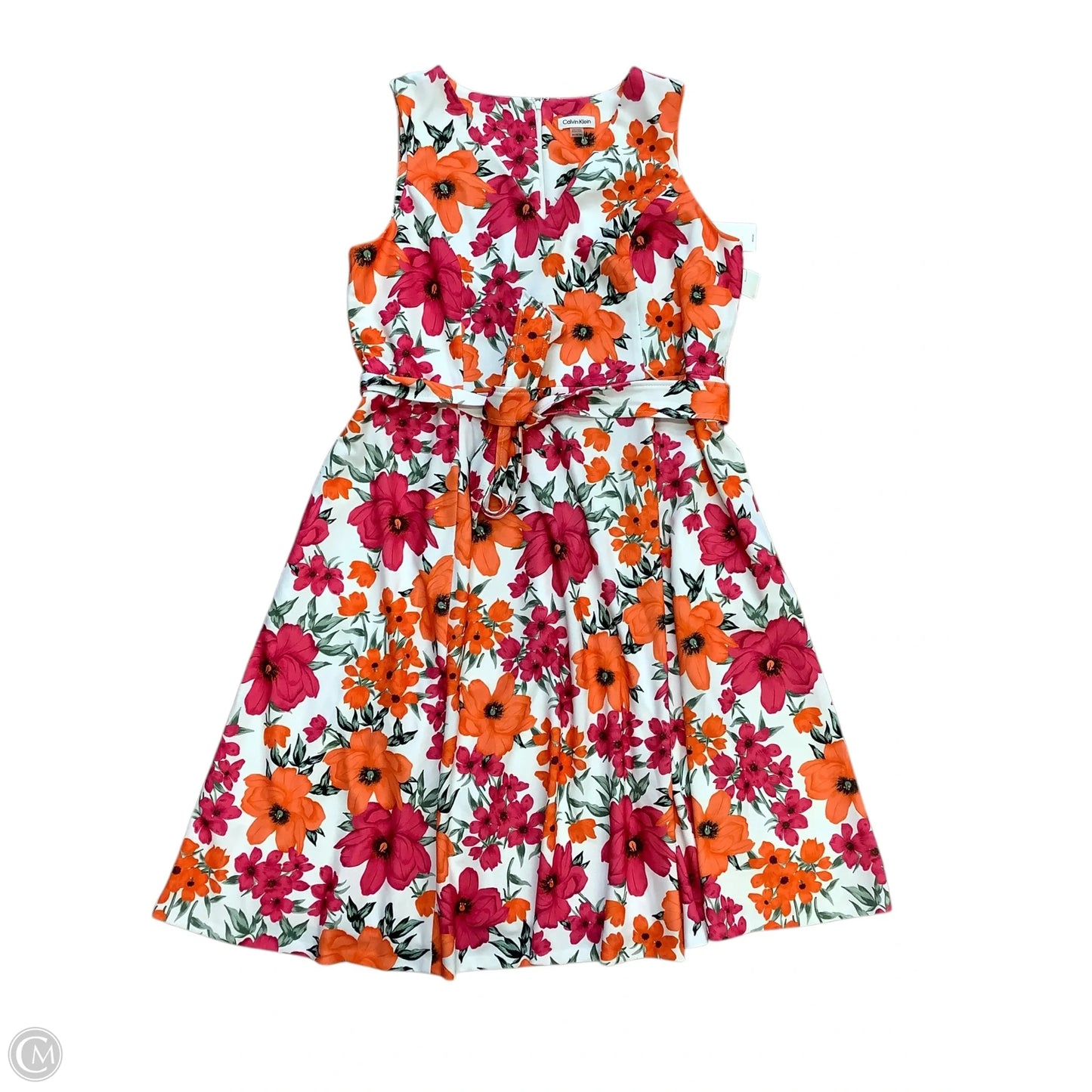 Dress Casual Midi By Calvin Klein In Orange & Pink, Size: 18W