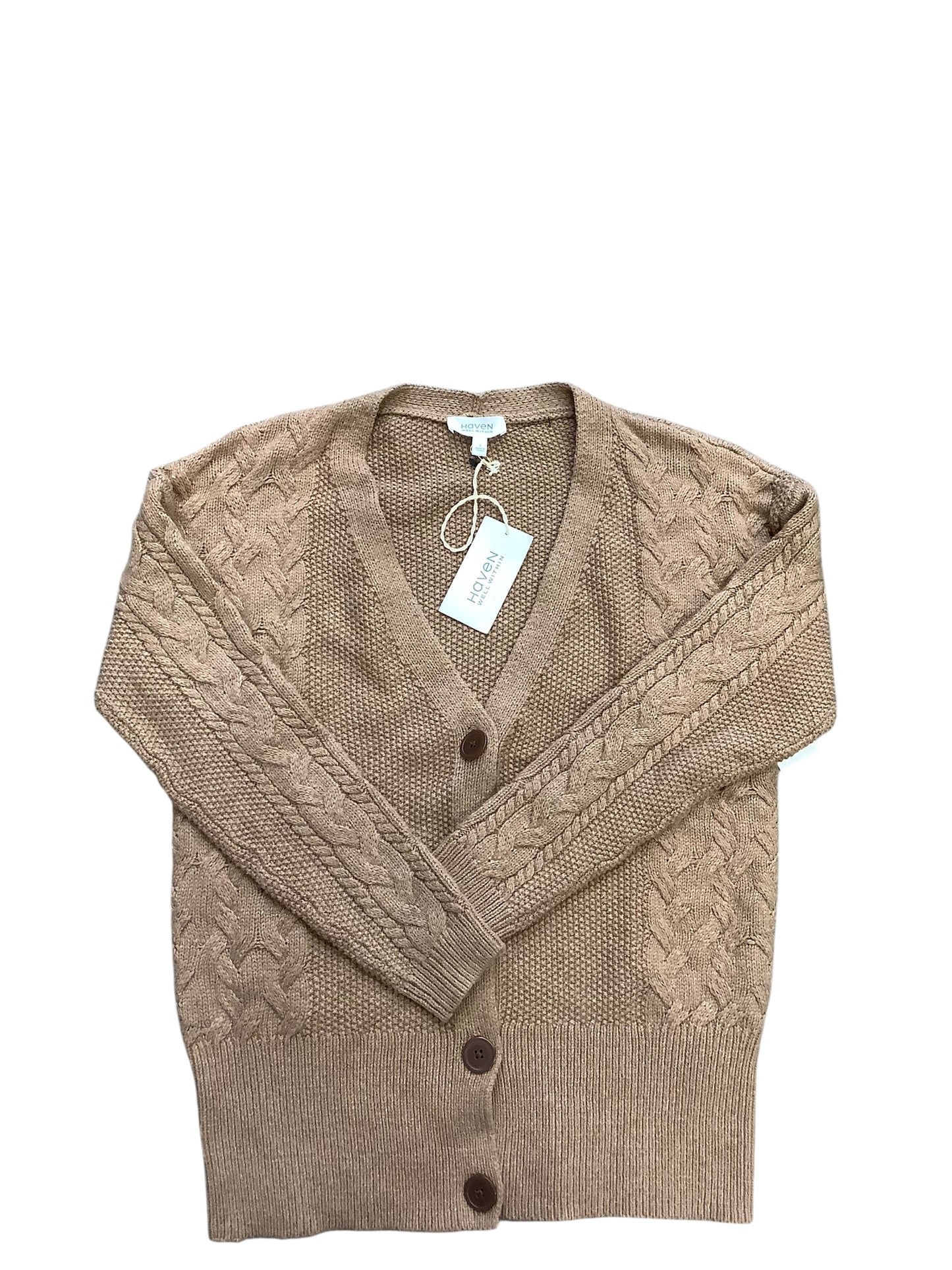 Sweater Cardigan By Clothes Mentor In Tan, Size: S